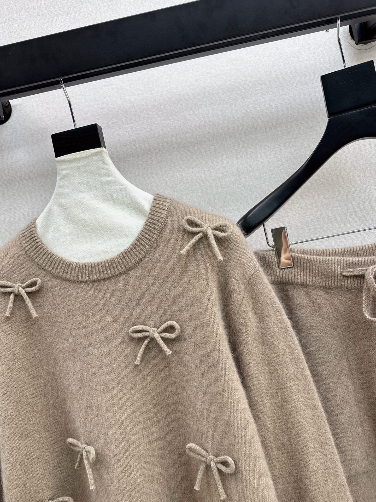 25FW  knit bow sweater+pants outfit sets