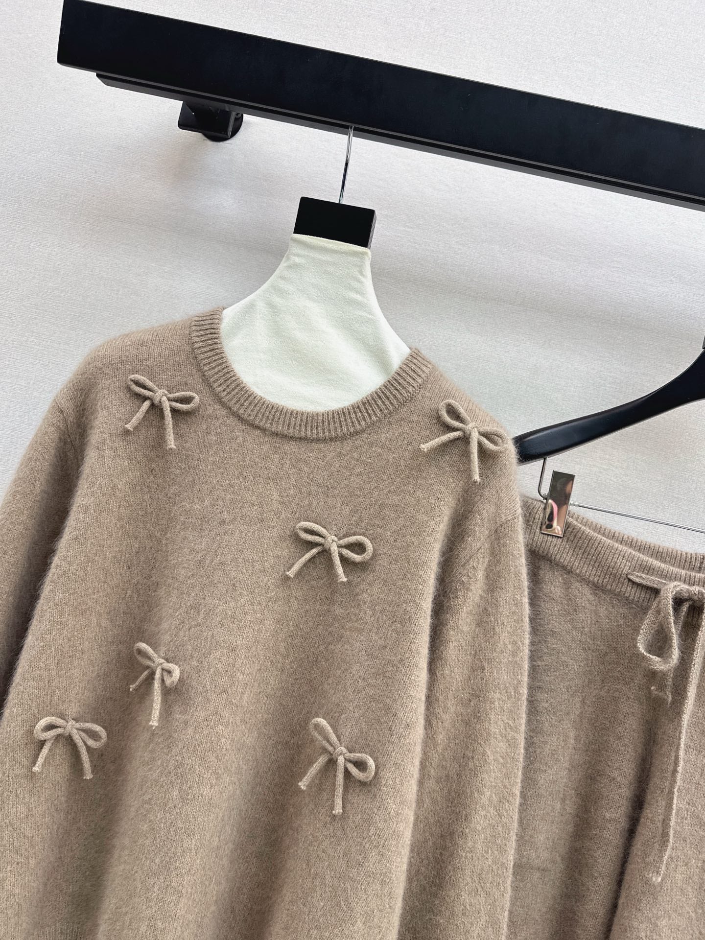 25FW  knit bow sweater+pants outfit sets