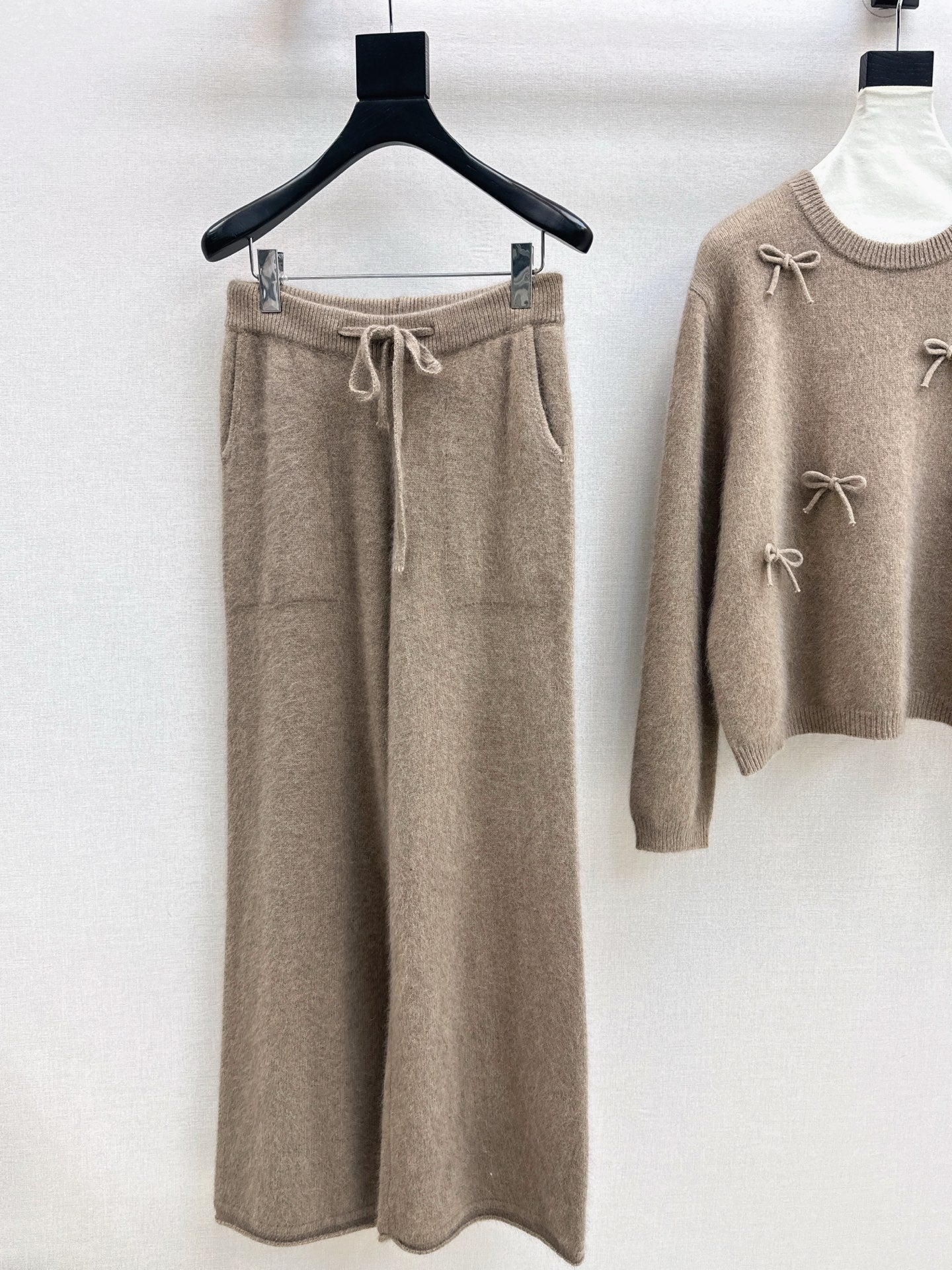 25FW  knit bow sweater+pants outfit sets