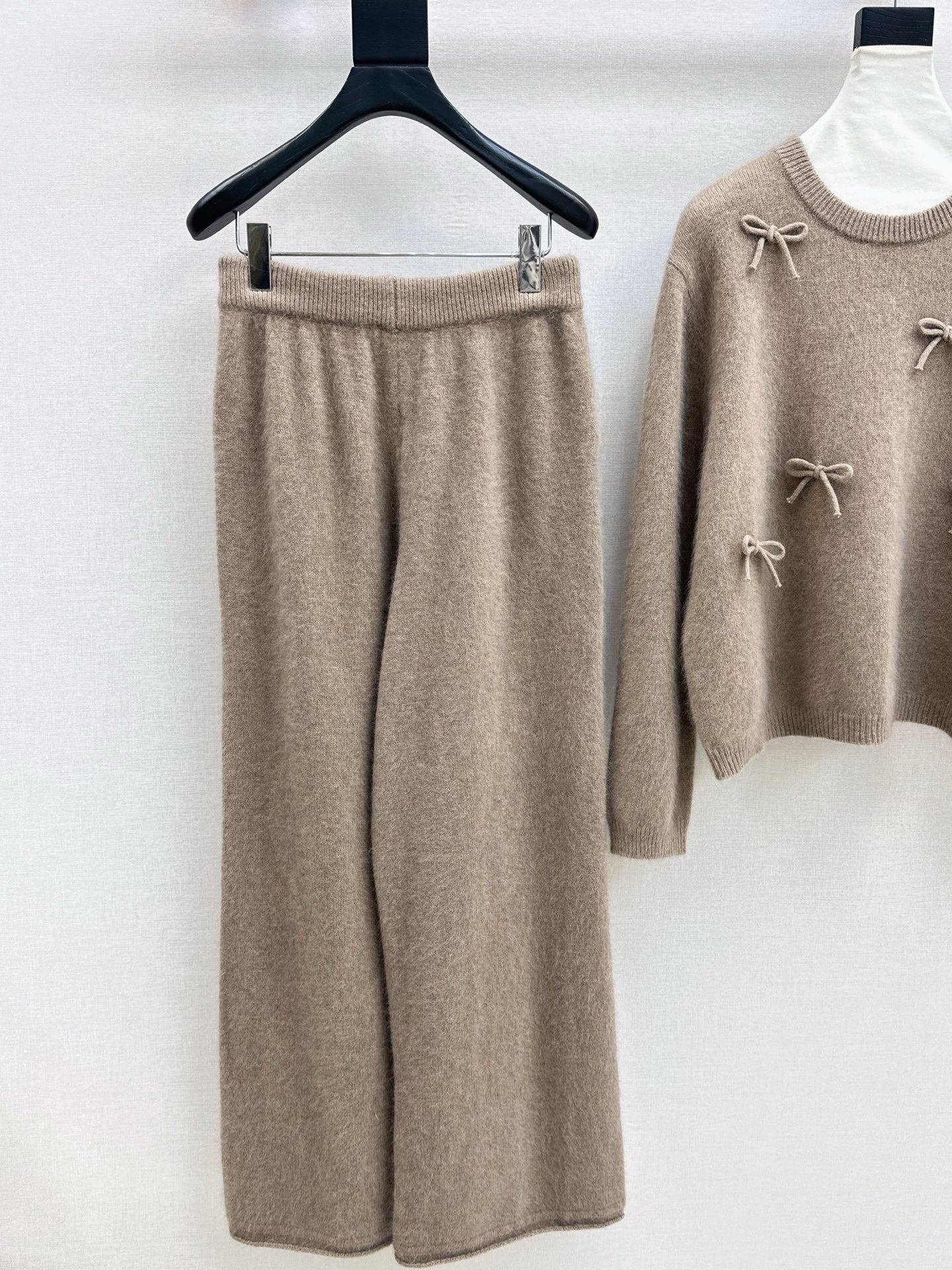 25FW  knit bow sweater+pants outfit sets
