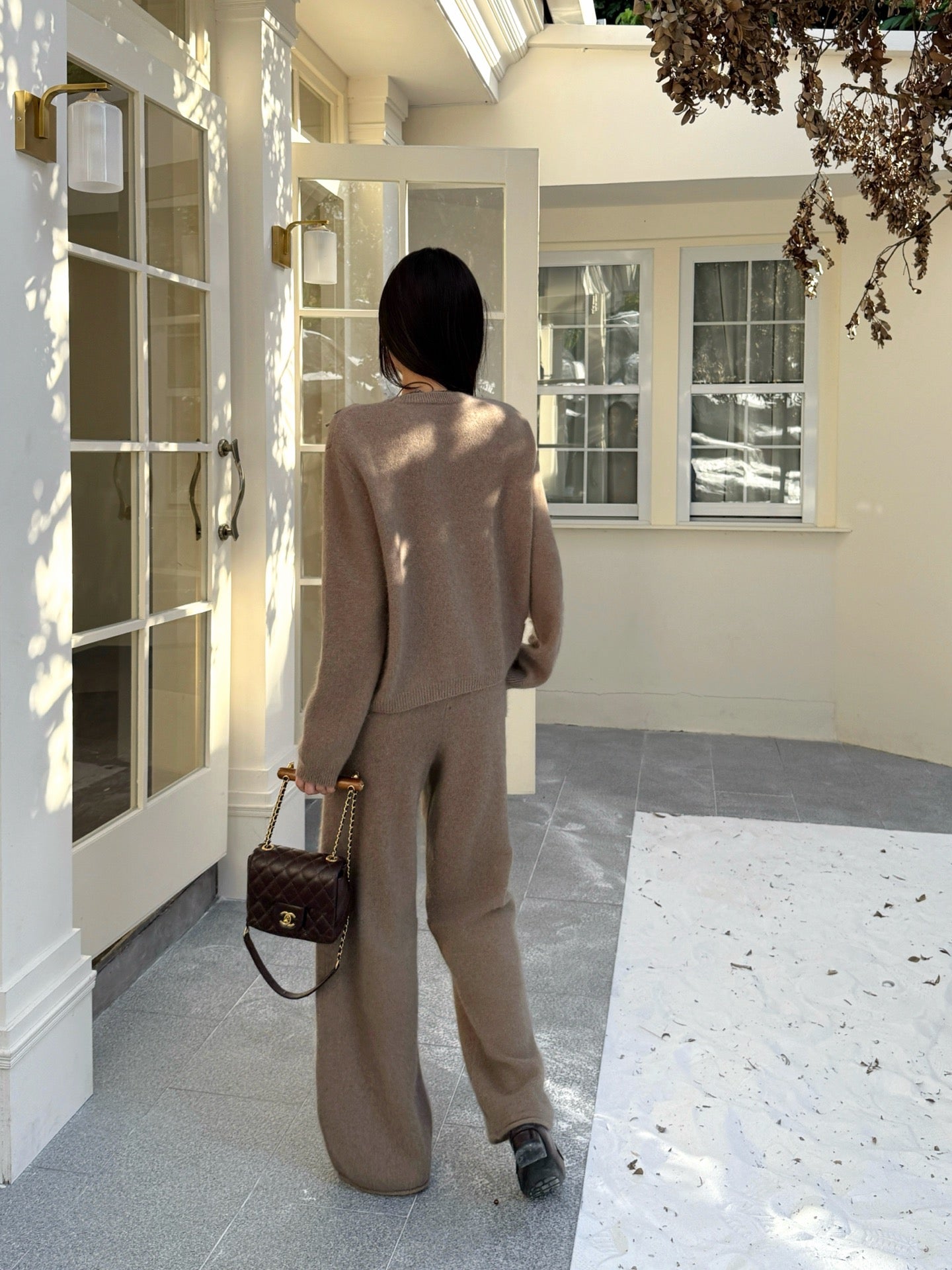 25FW  knit bow sweater+pants outfit sets