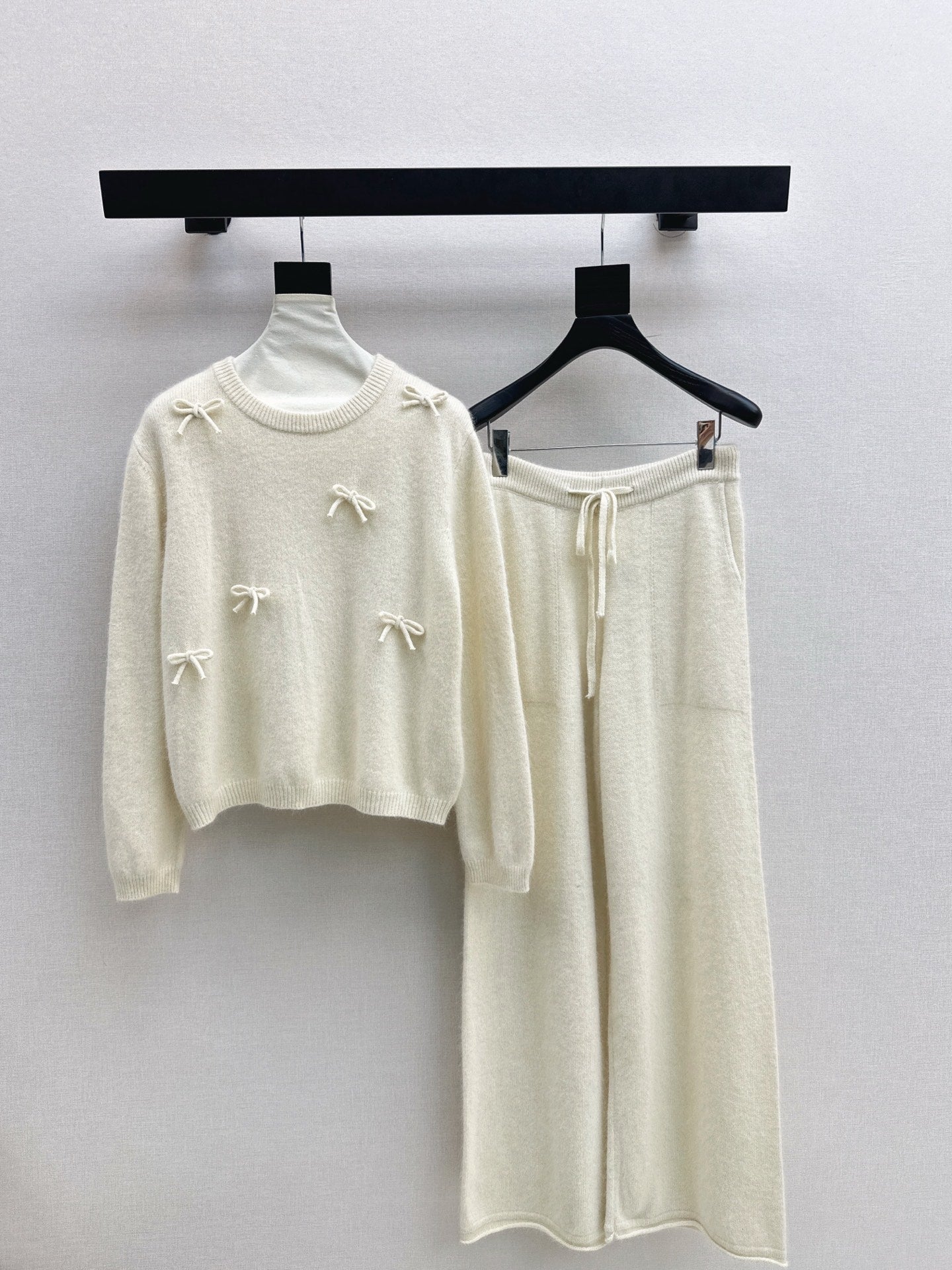 25FW  knit bow sweater+pants outfit sets
