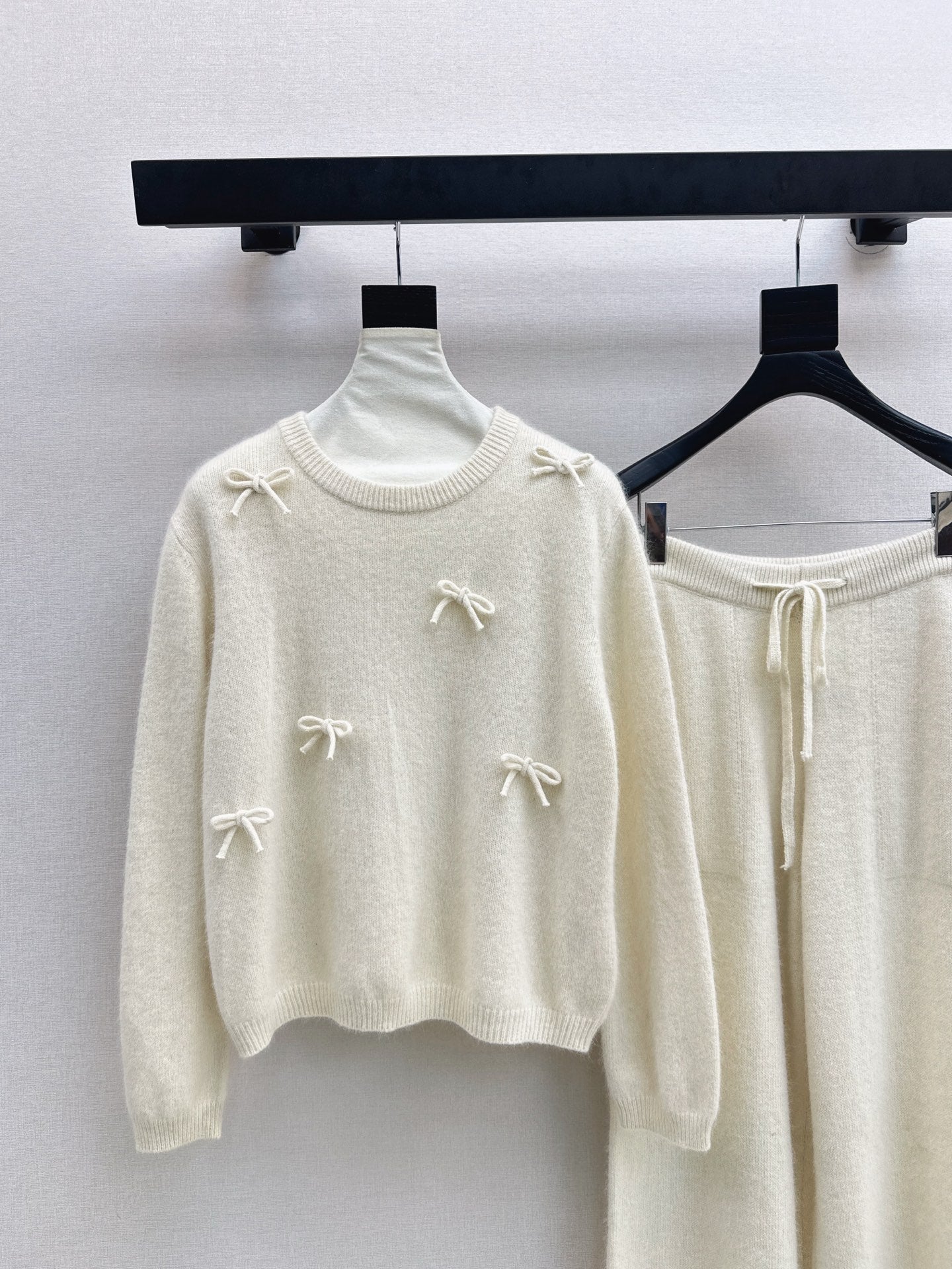 25FW  knit bow sweater+pants outfit sets