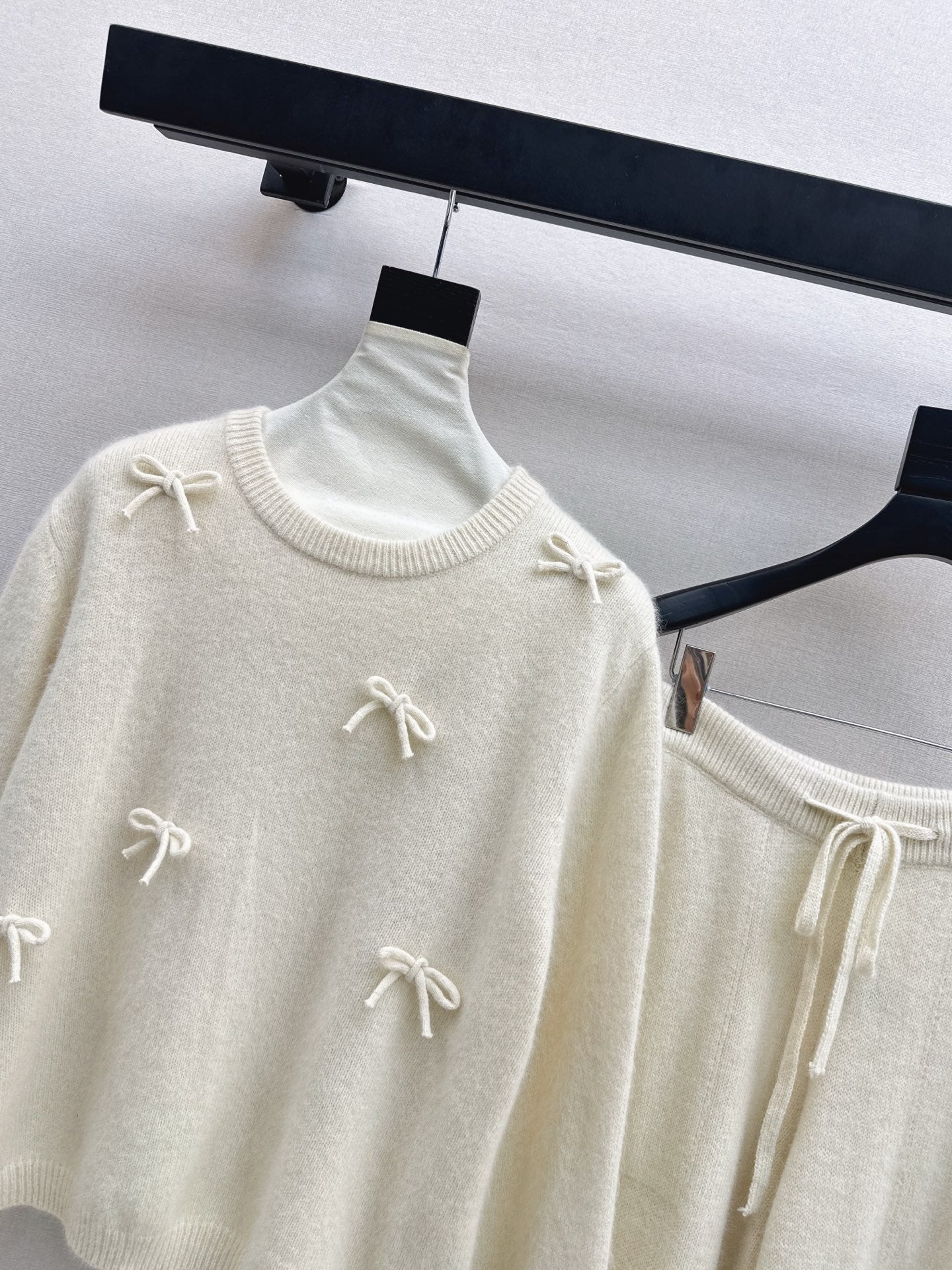 25FW  knit bow sweater+pants outfit sets