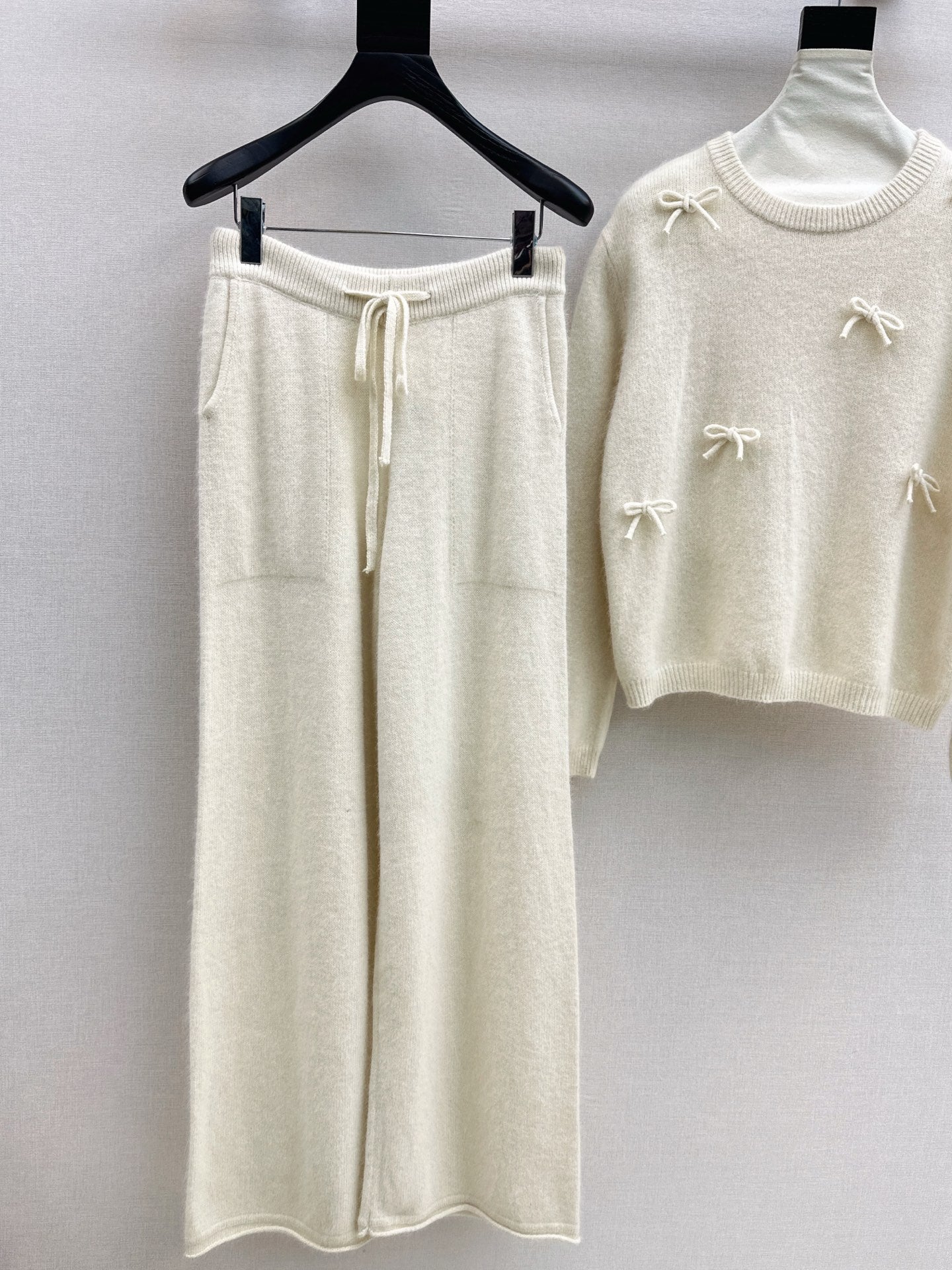 25FW  knit bow sweater+pants outfit sets