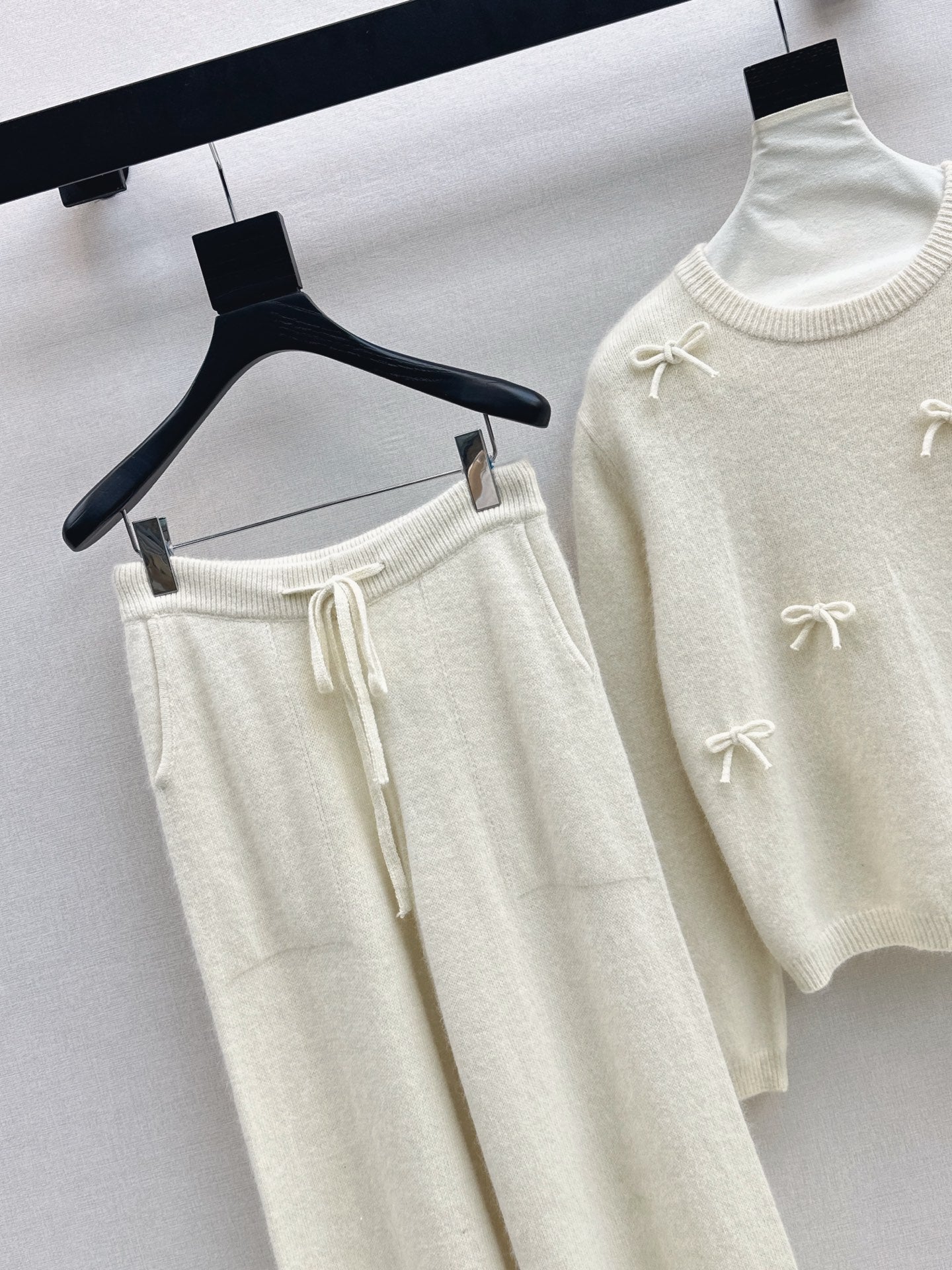 25FW  knit bow sweater+pants outfit sets