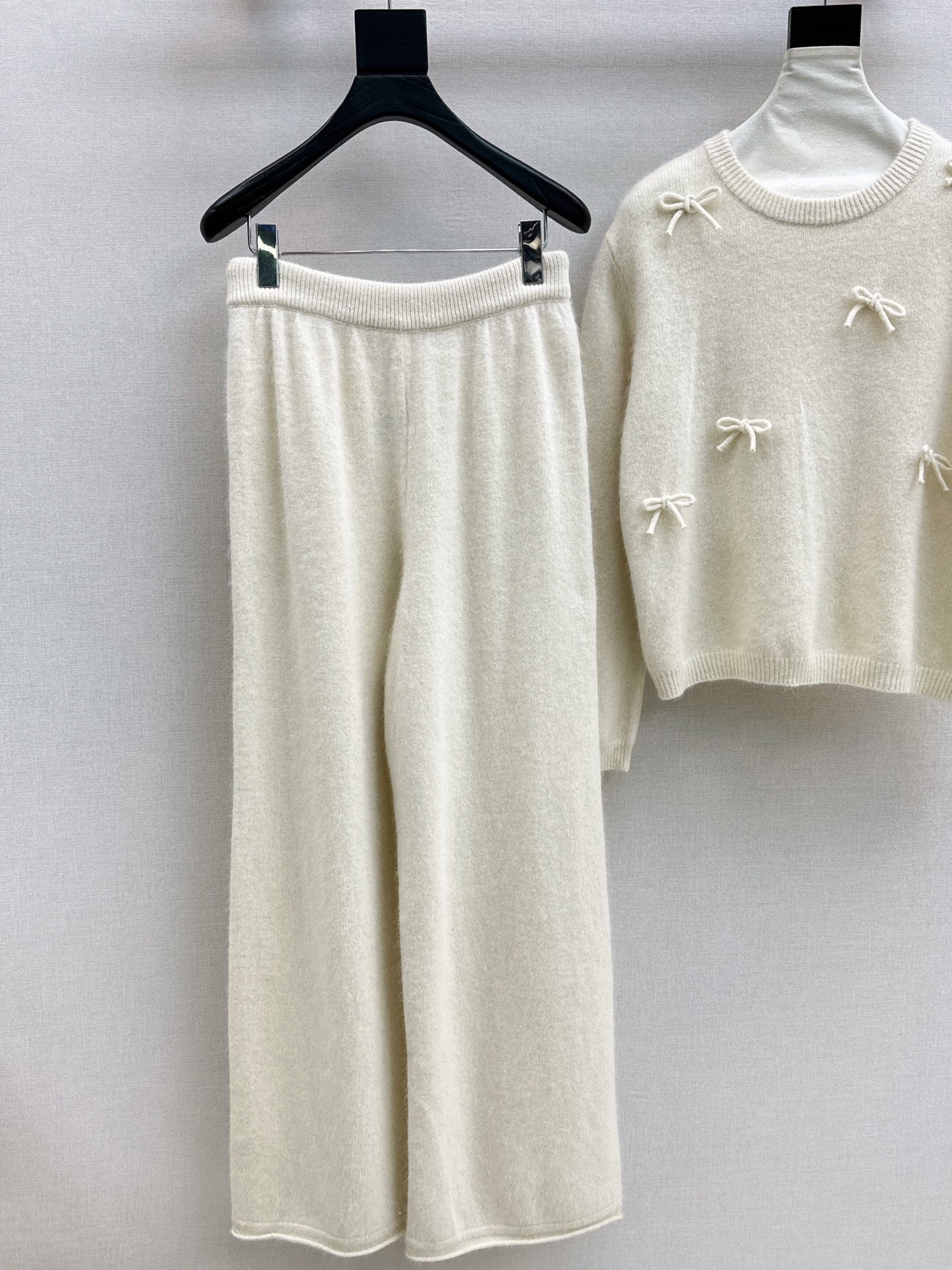 25FW  knit bow sweater+pants outfit sets
