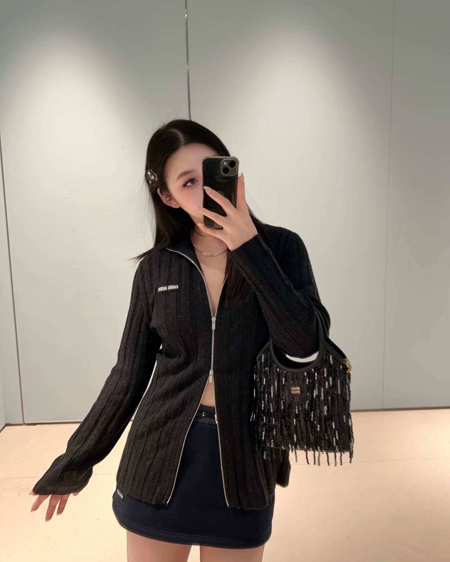 25FW  rib knit zipper cardigan