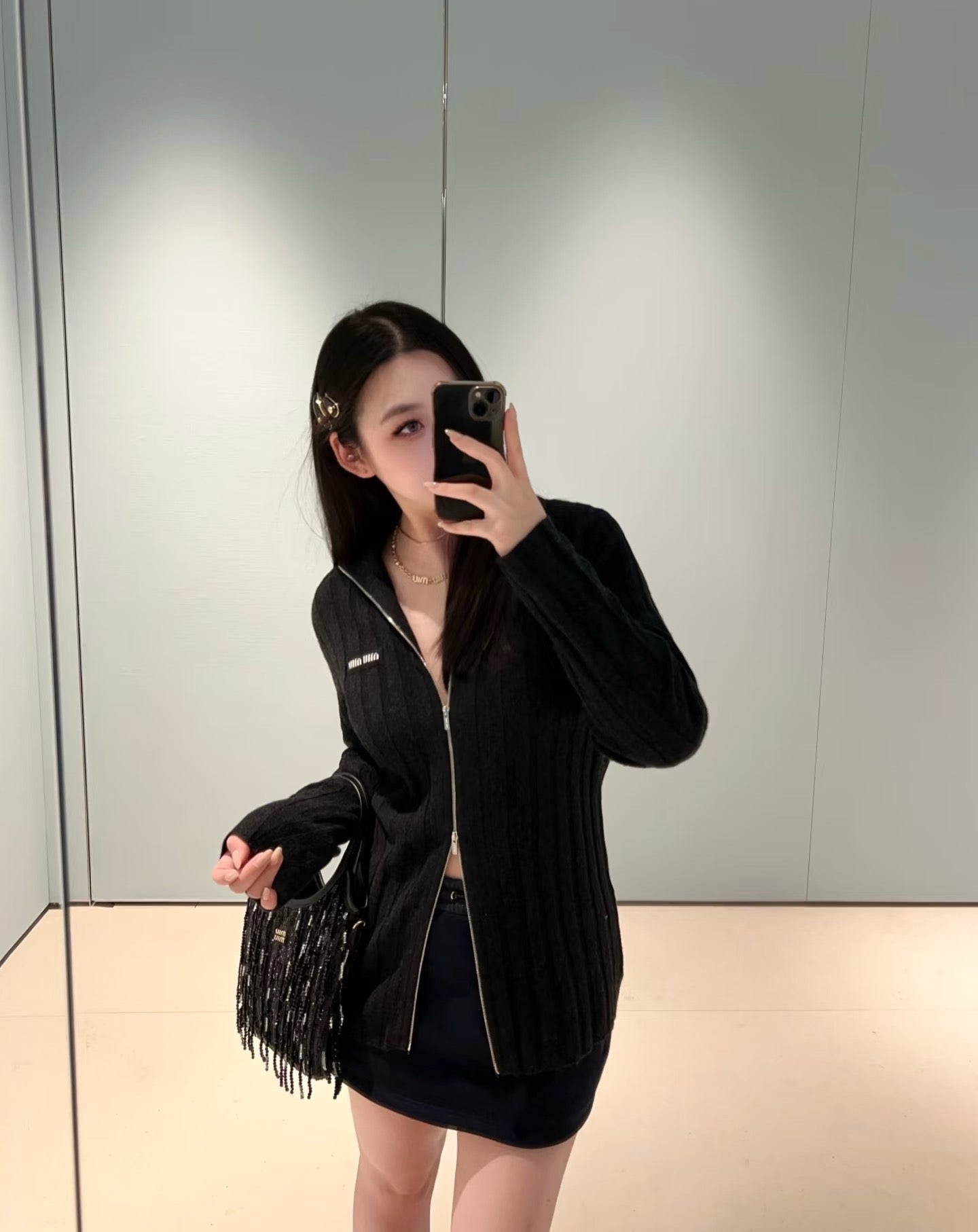 25FW  rib knit zipper cardigan