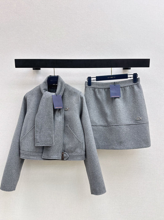 26SS  woolen jacket skirt outfit sets