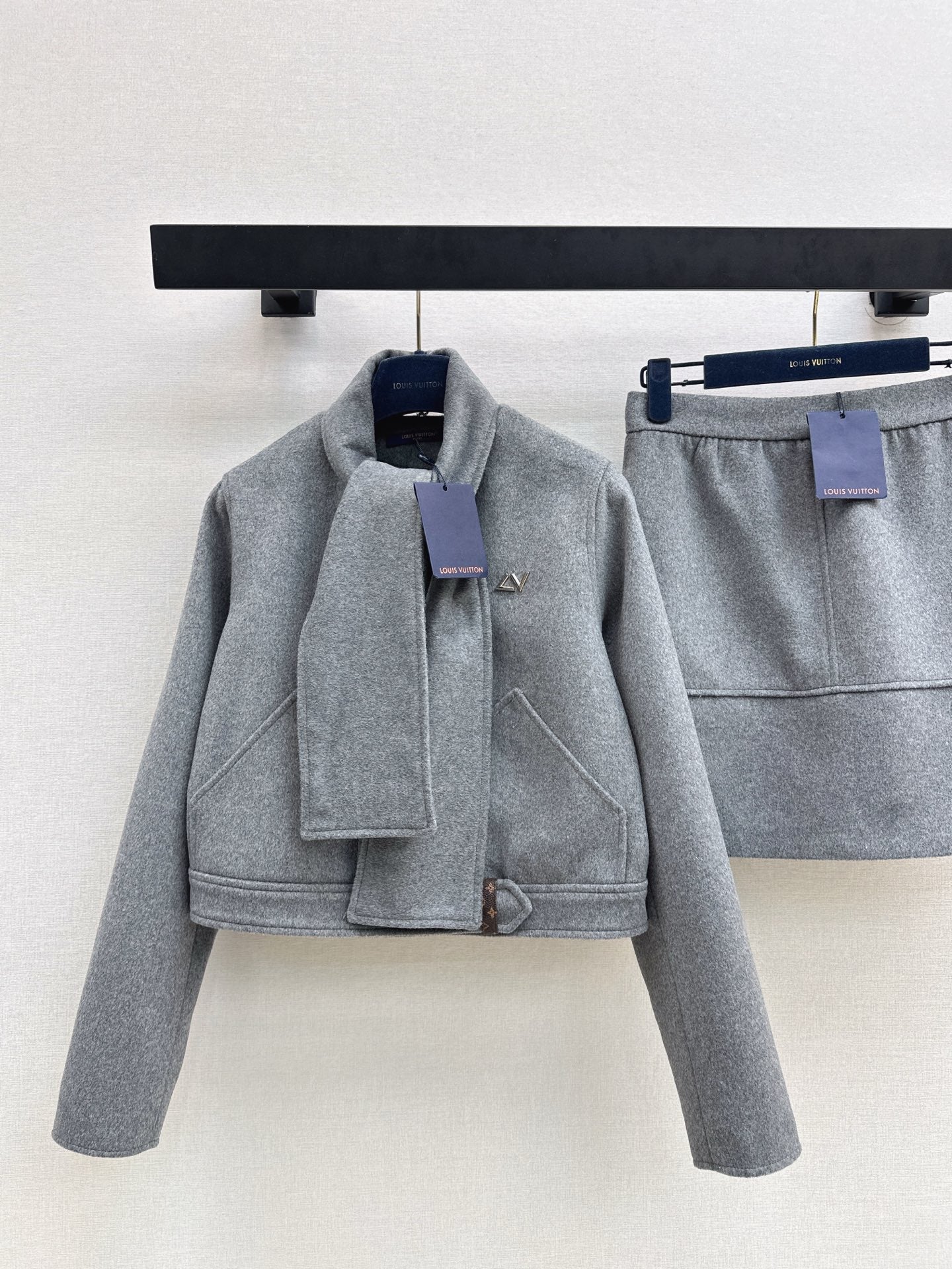 26SS  woolen jacket skirt outfit sets