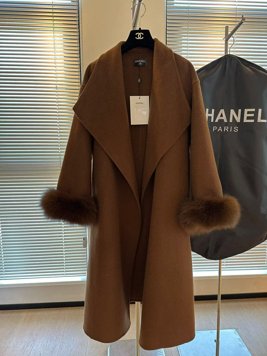 25FW NEW Fox Wool Cashmere Coat