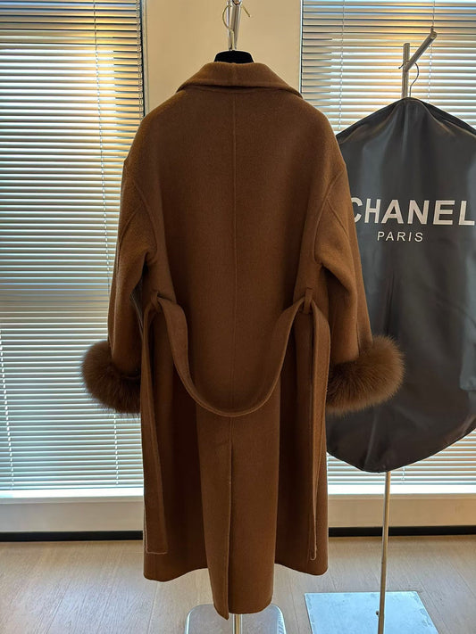 25FW NEW Fox Wool Cashmere Coat