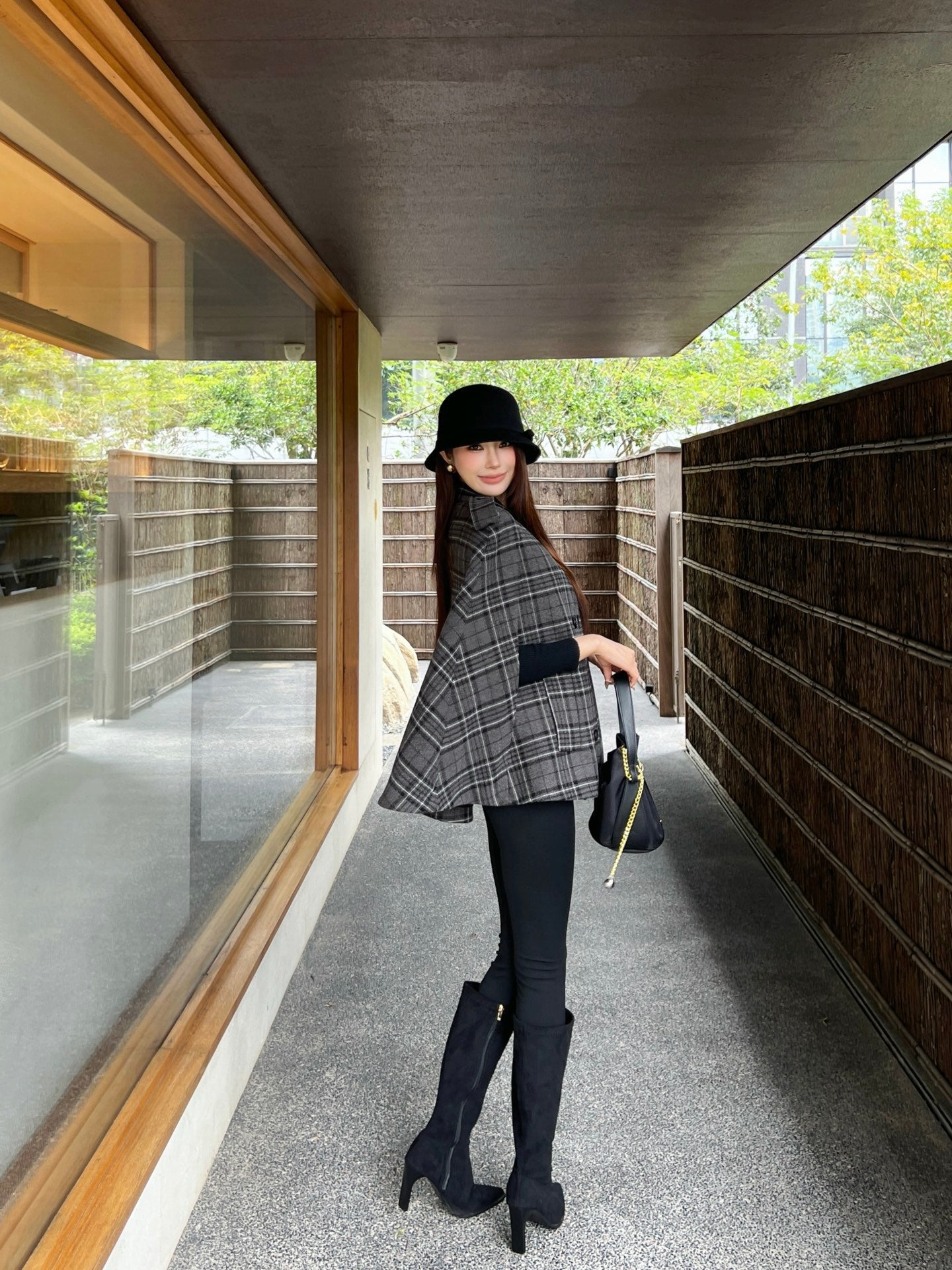 25FW check cape coats