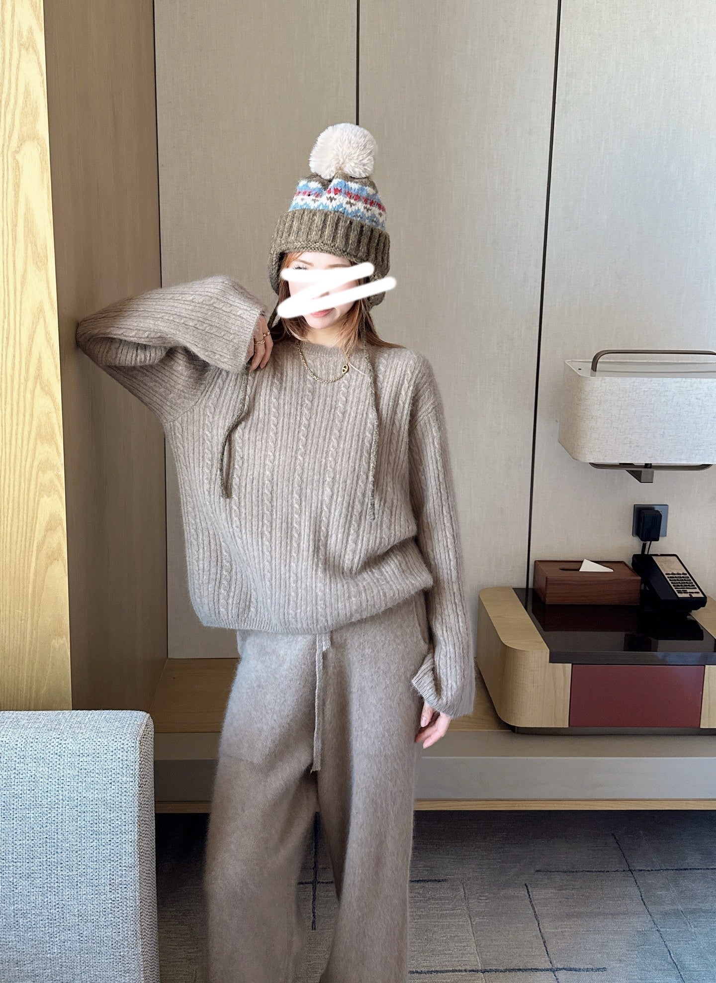 25FW NEW wool pullover+wide-leg pants outfit set