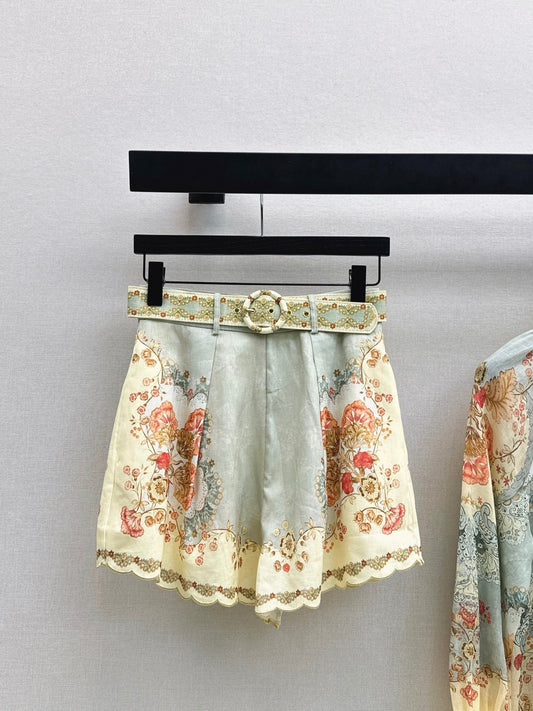 26SS  flower print belted short