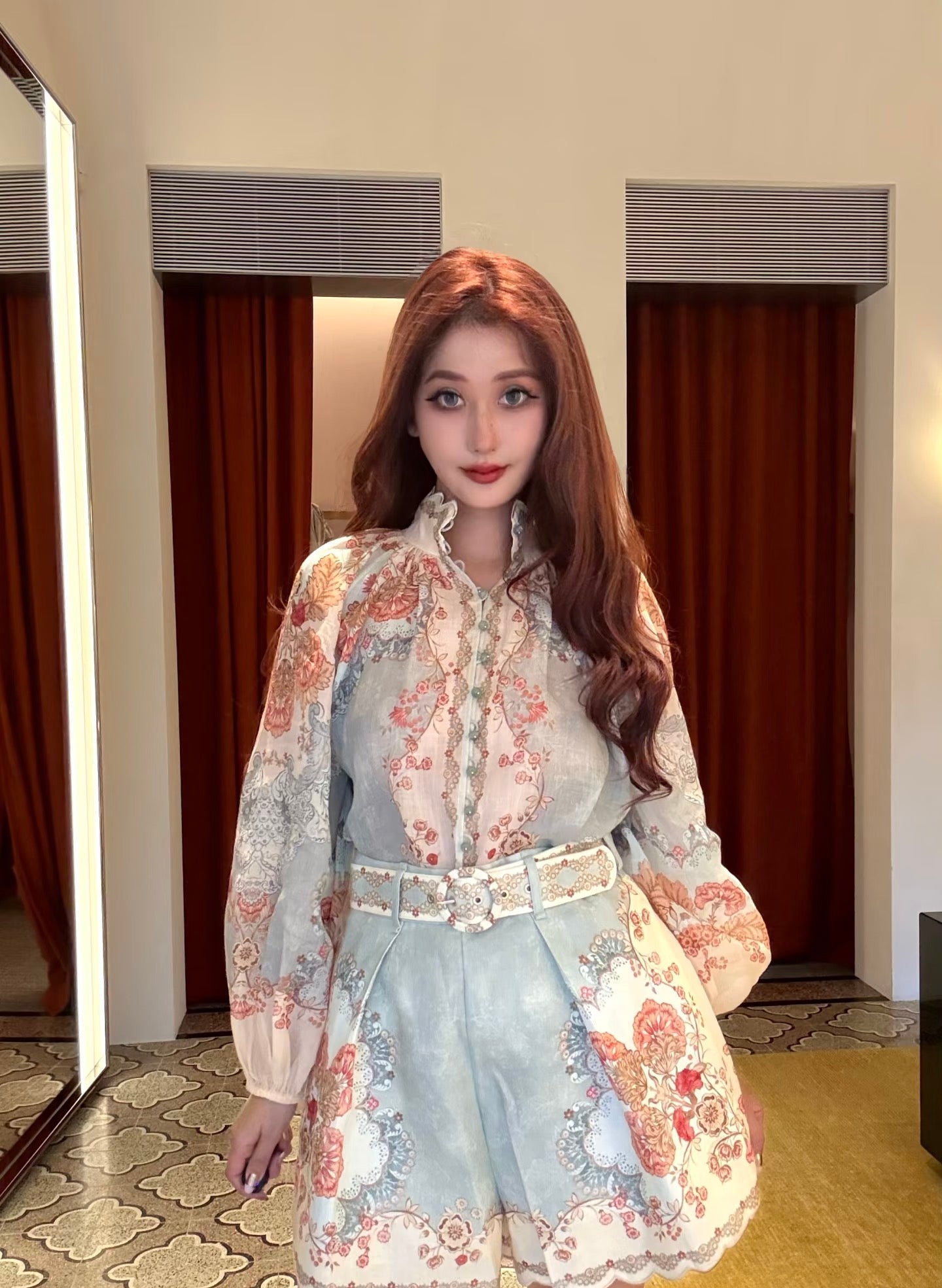 26SS  flower print belted short