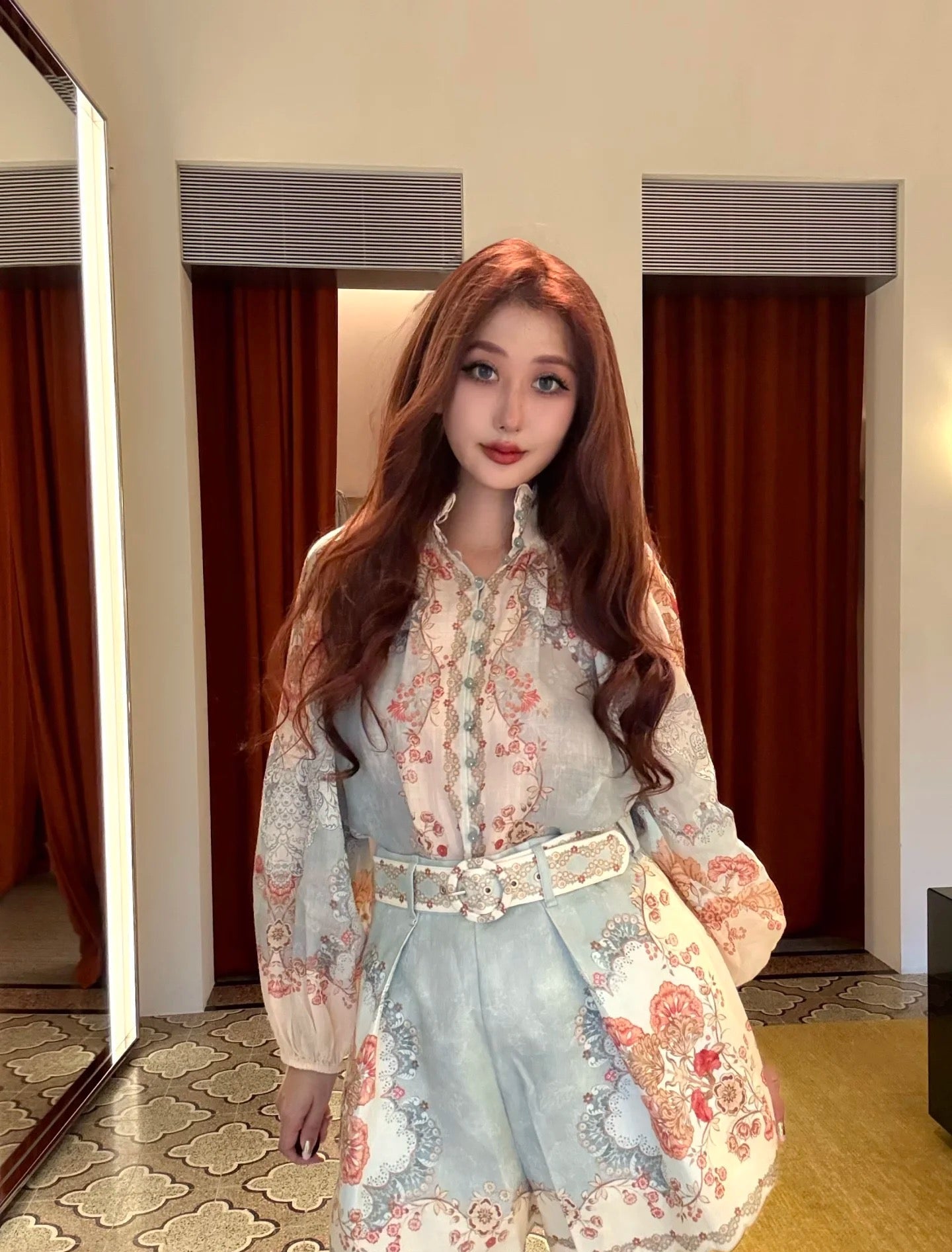 26SS  flower print belted short