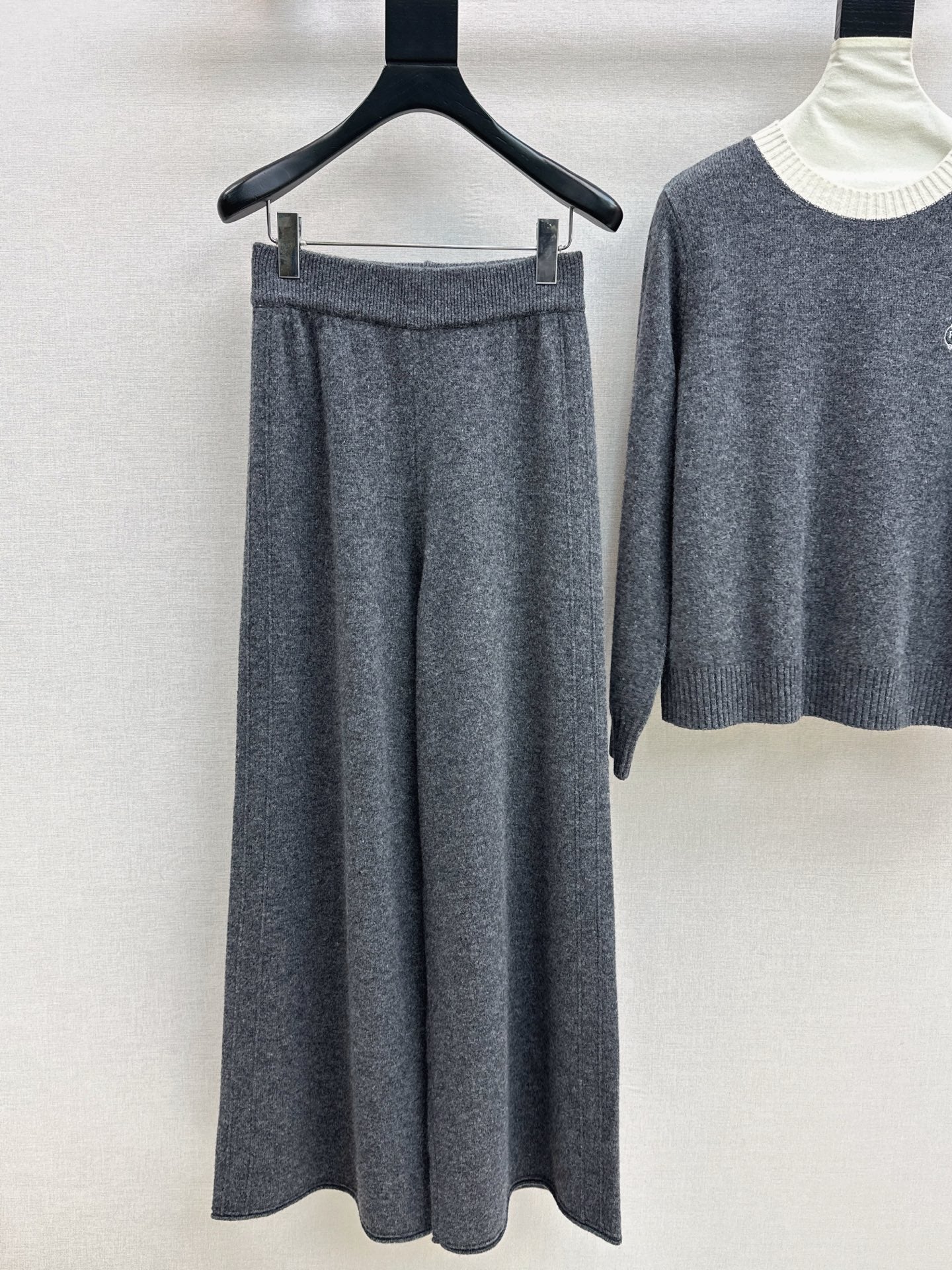 25FW NEW wool sweater +wide-leg pants outfit set