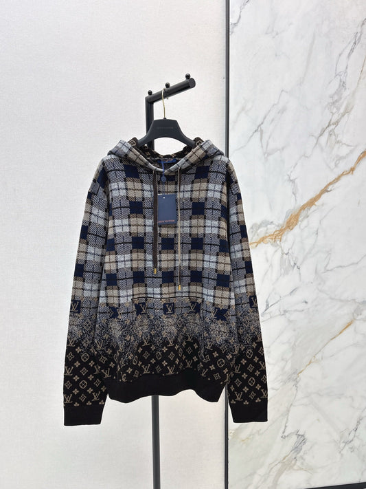 26SS hooded check sweater