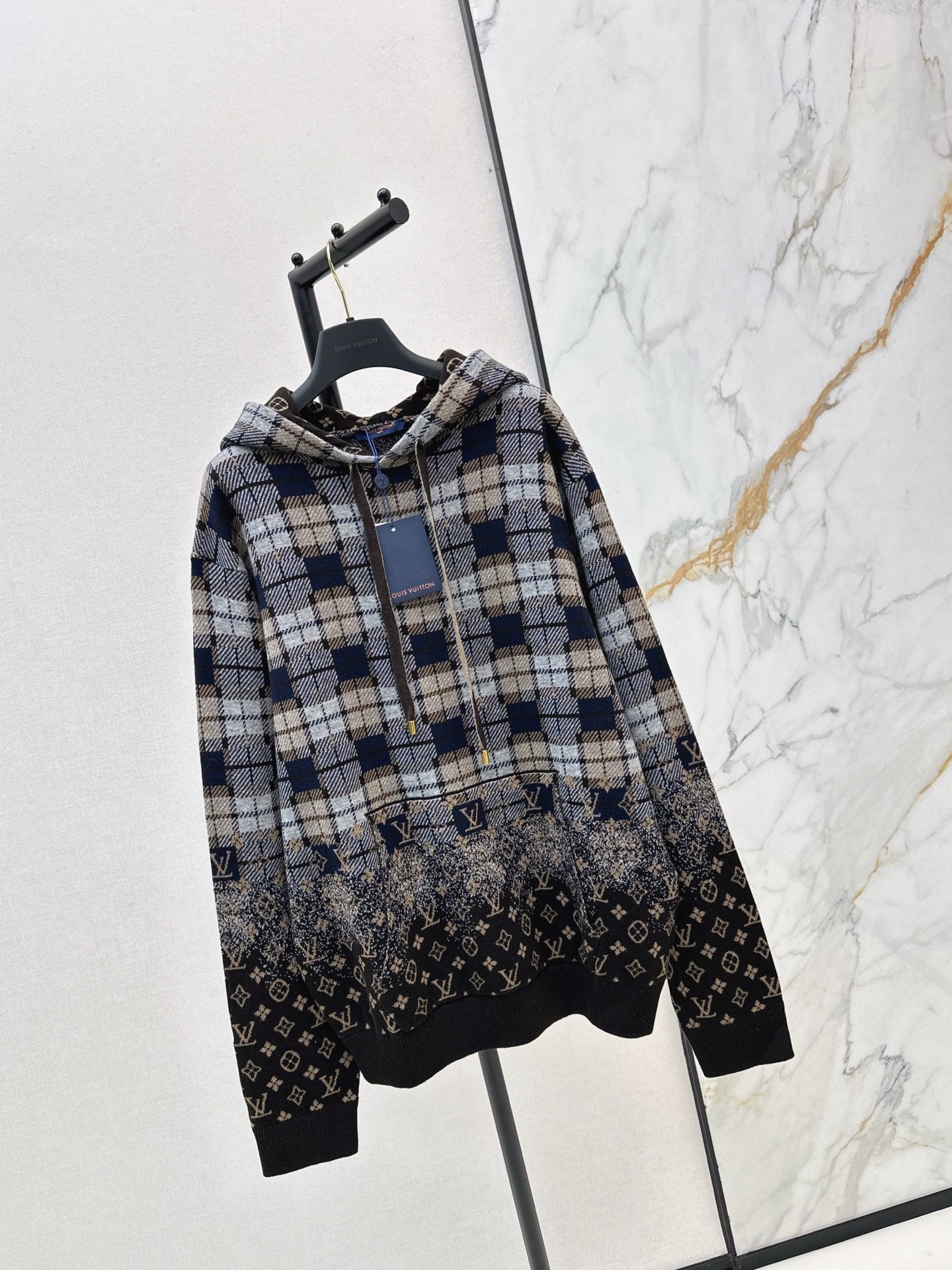 26SS hooded check sweater