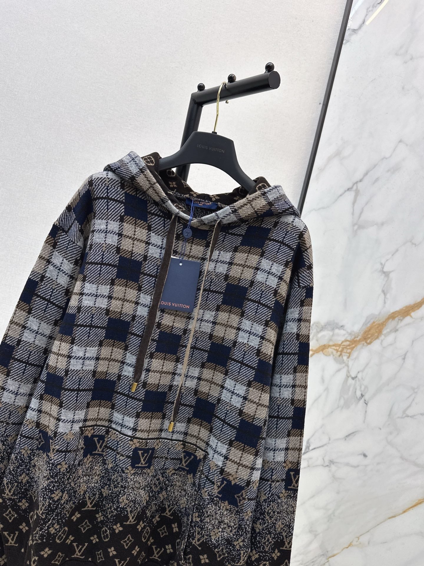 26SS hooded check sweater