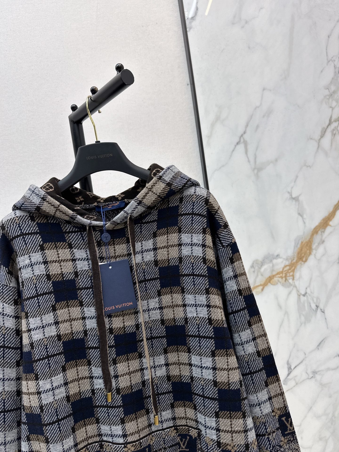 26SS hooded check sweater