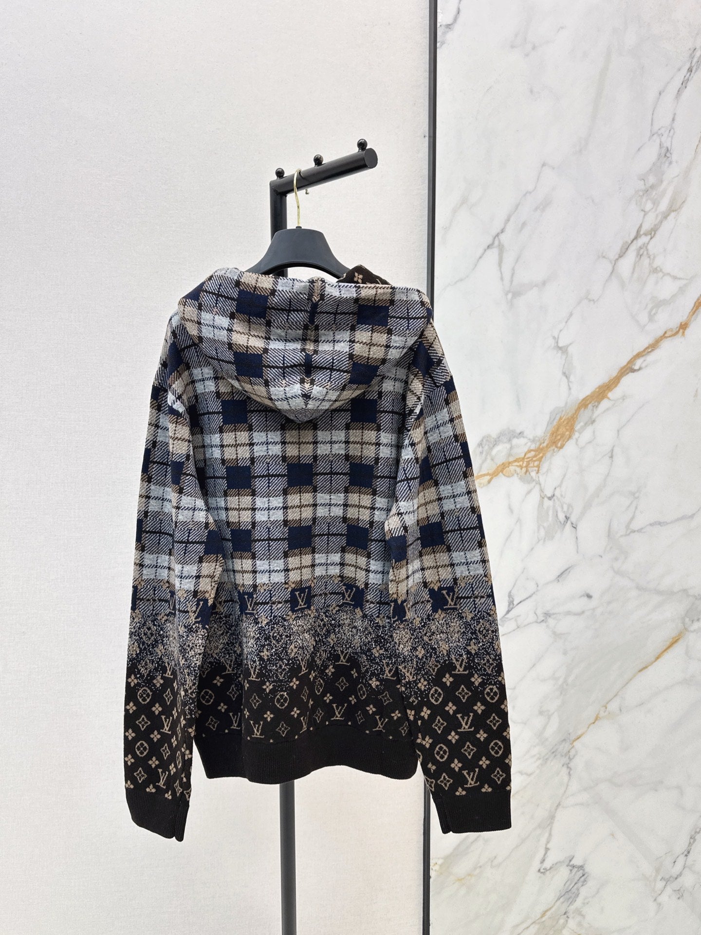 26SS hooded check sweater