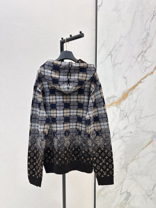 26SS hooded check sweater