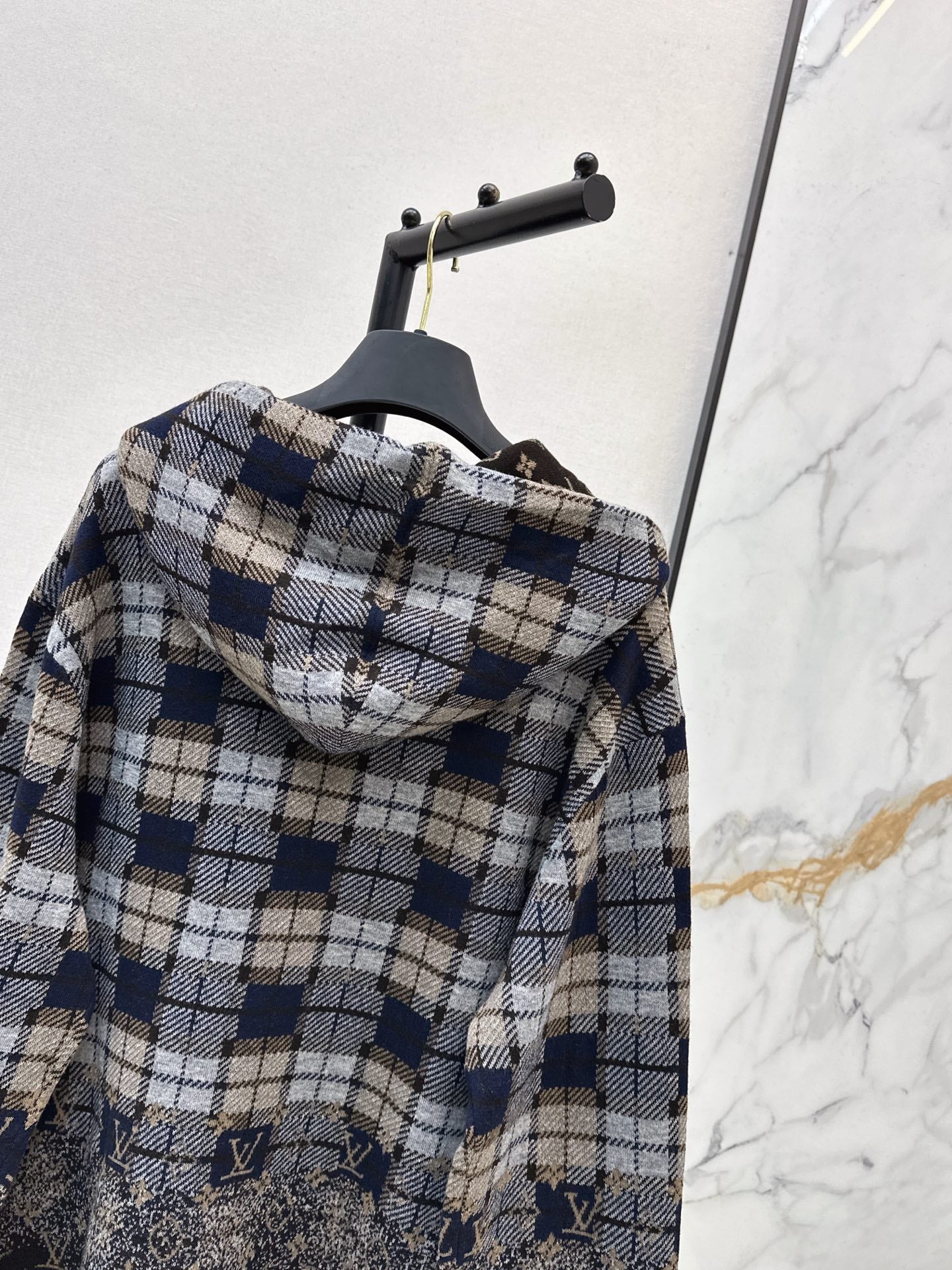 26SS hooded check sweater