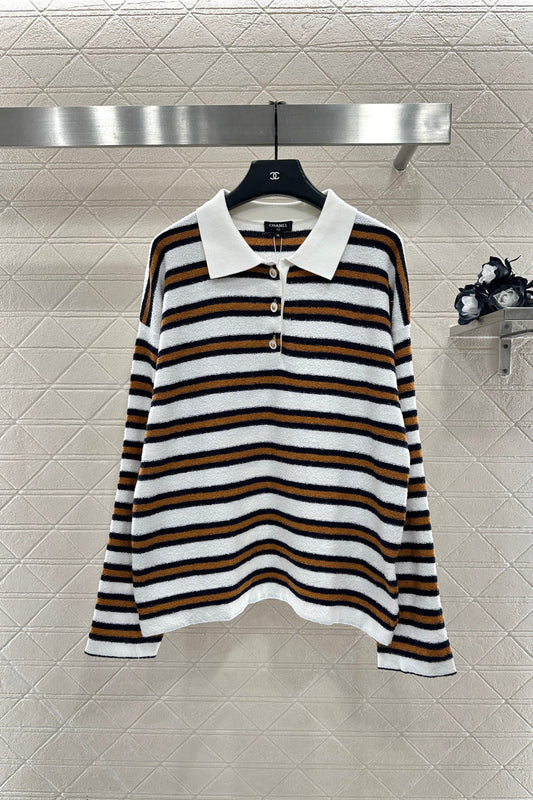 25FW knit stripe polo shirts