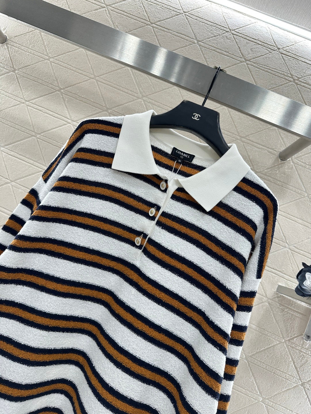 25FW knit stripe polo shirts