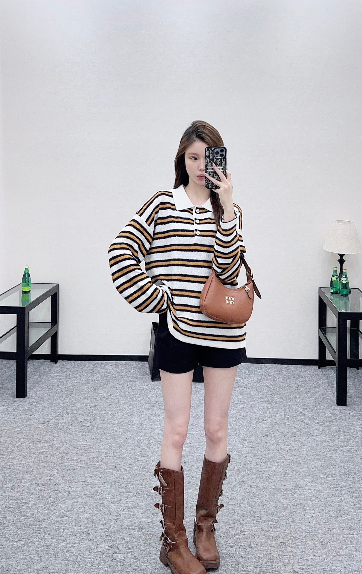25FW knit stripe polo shirts