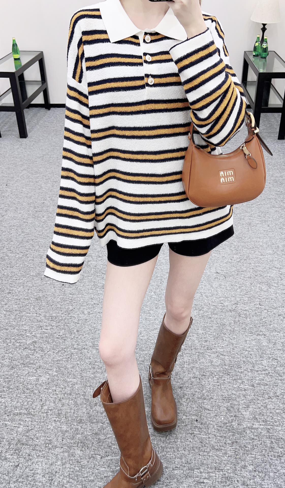 25FW knit stripe polo shirts