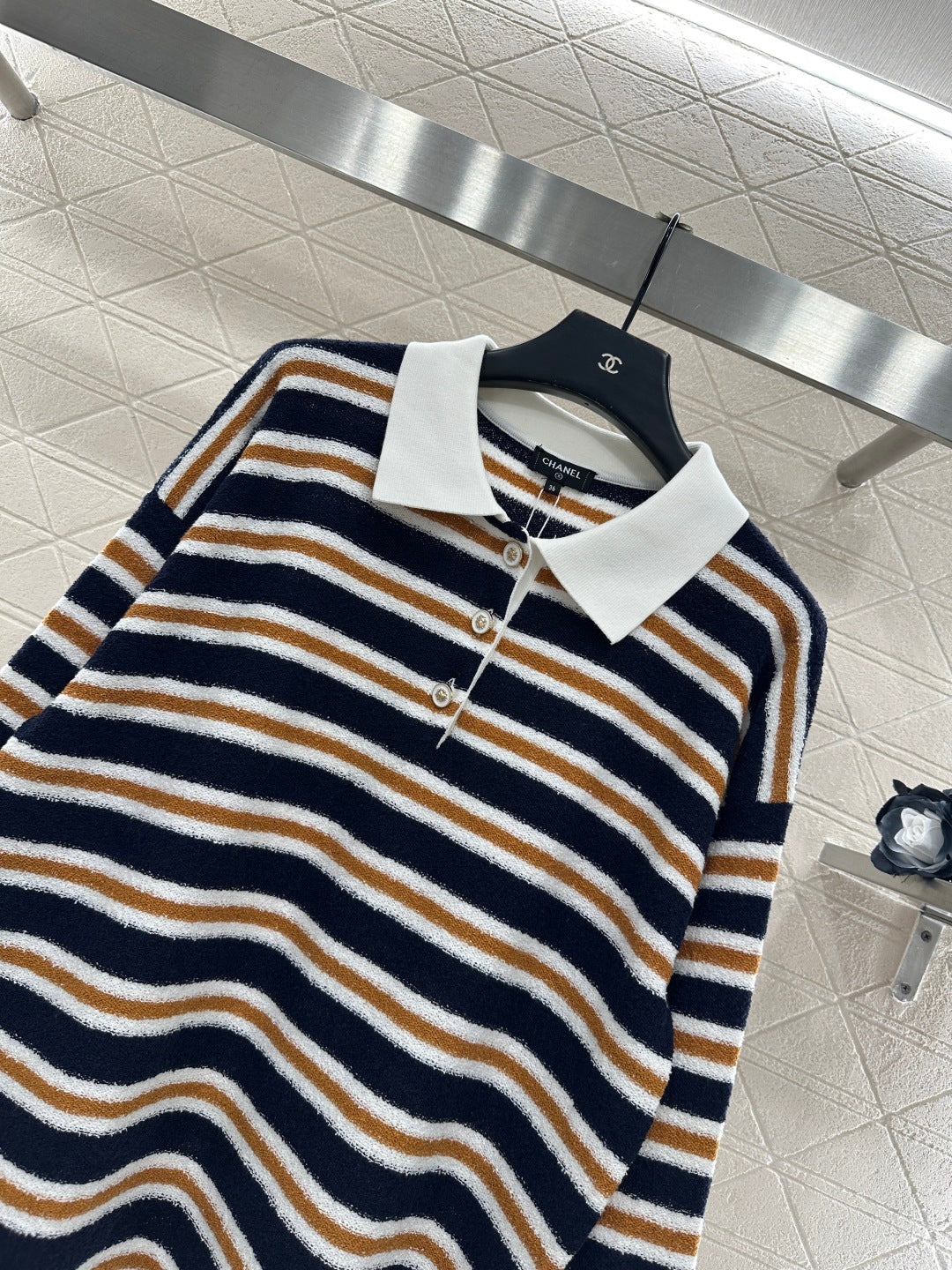 25FW knit stripe polo shirts
