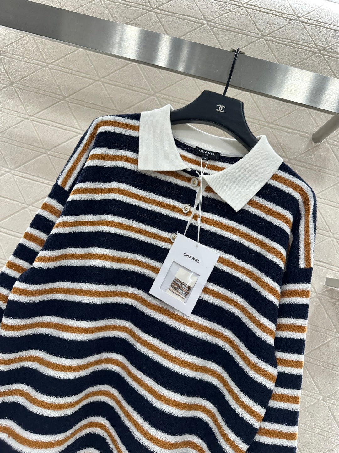 25FW knit stripe polo shirts