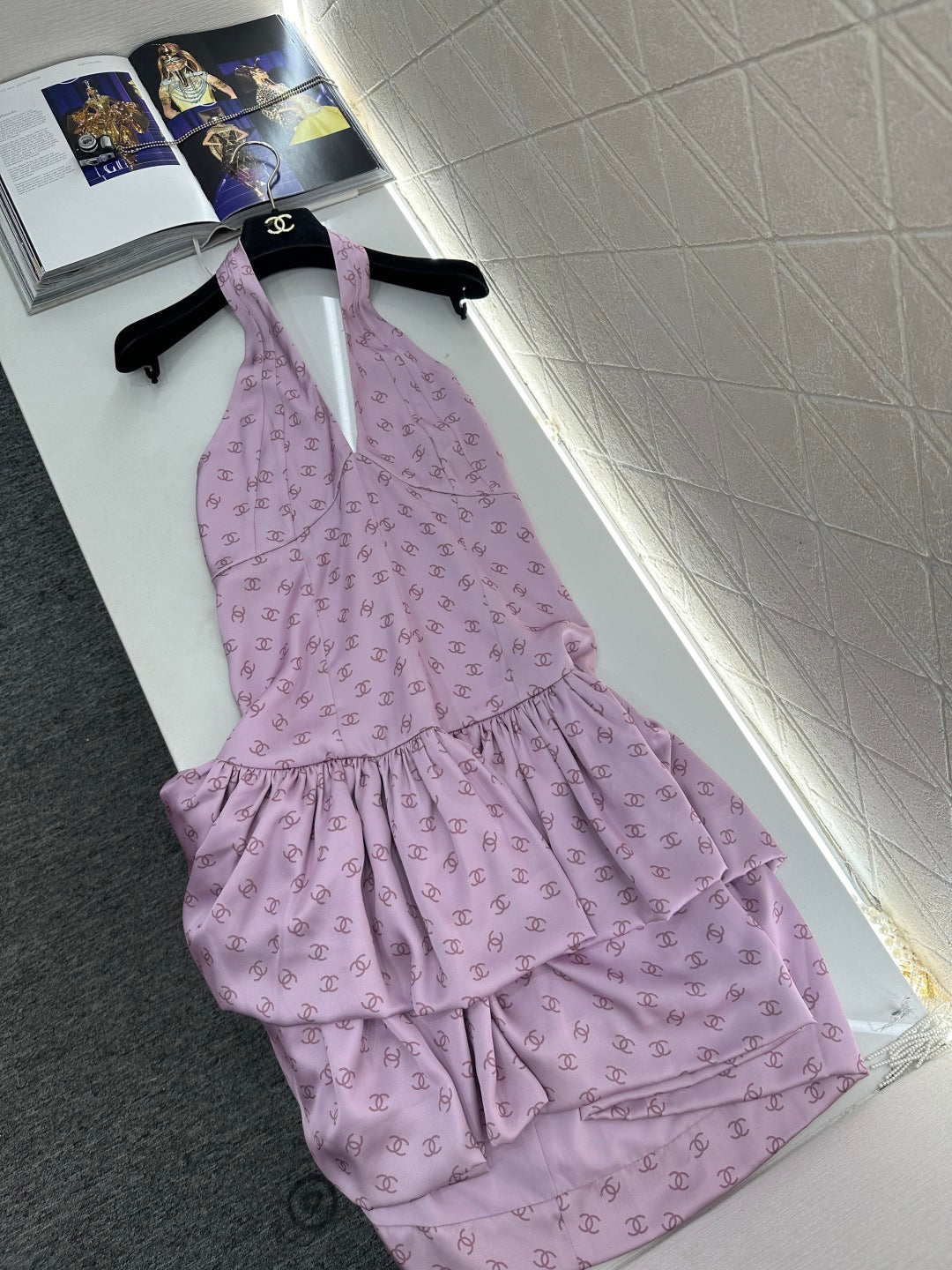 25FW print halter neck dress