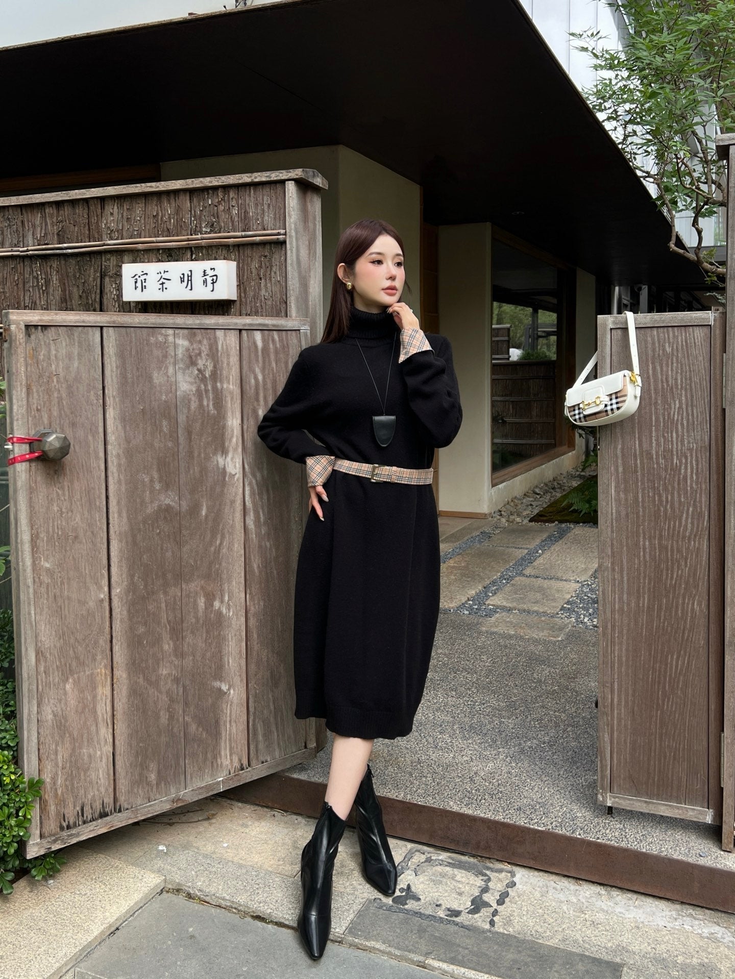 25SS  2in1 contrast wool dress