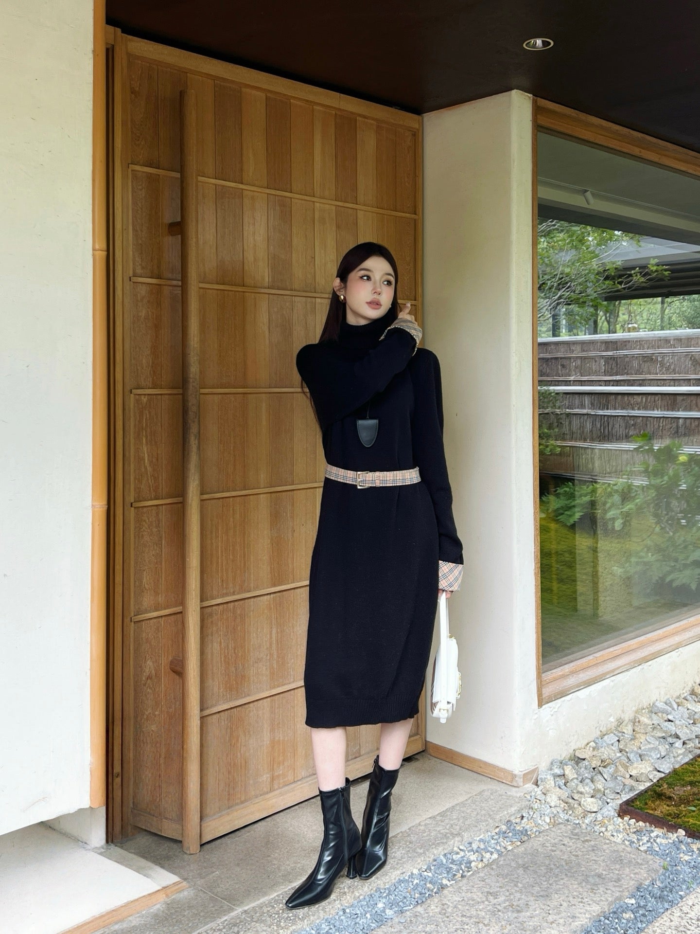 25SS  2in1 contrast wool dress