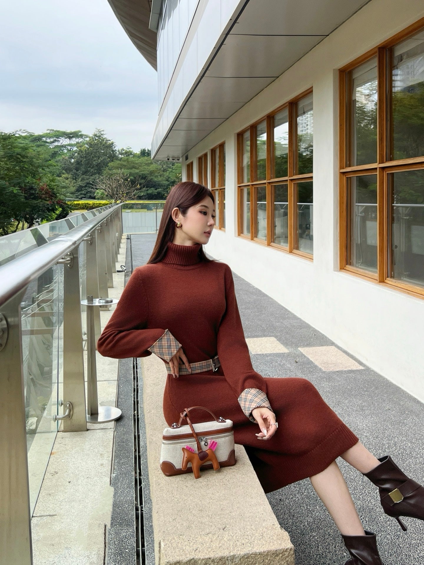 25SS  2in1 contrast wool dress