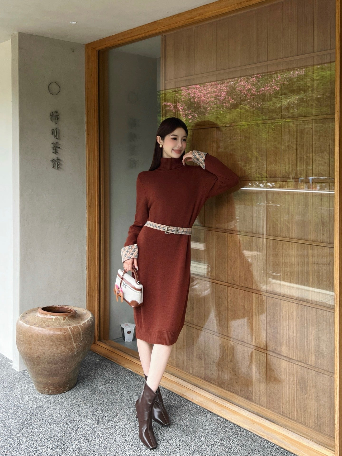 25SS  2in1 contrast wool dress