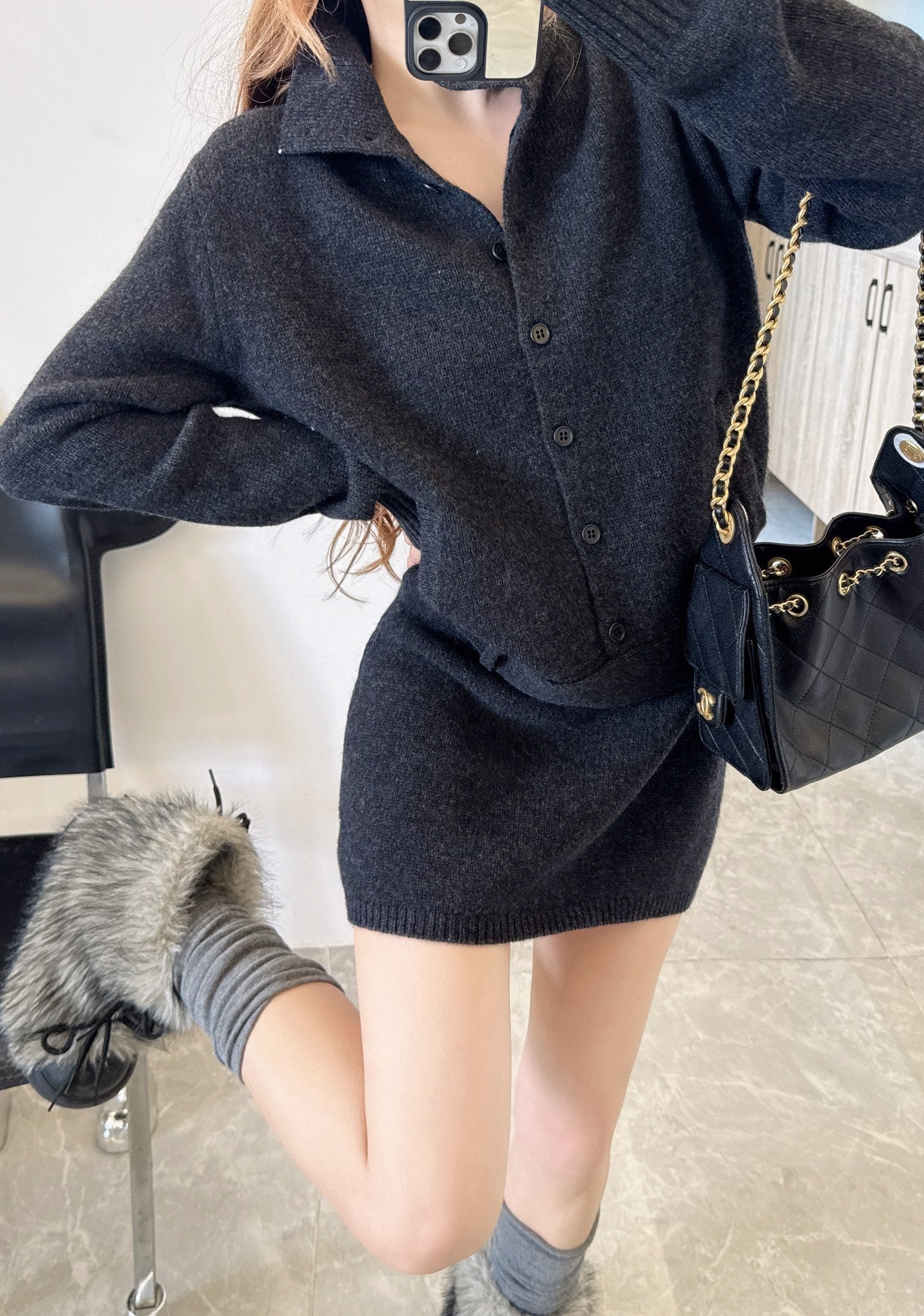 26SS  wool jacket skirt outfit set