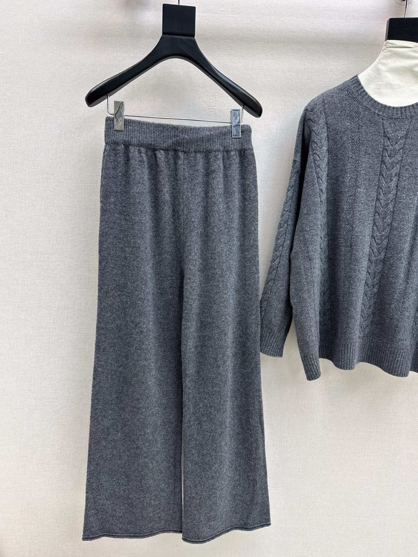 26SS wool pullover sweater+wide-leg pant outfit set