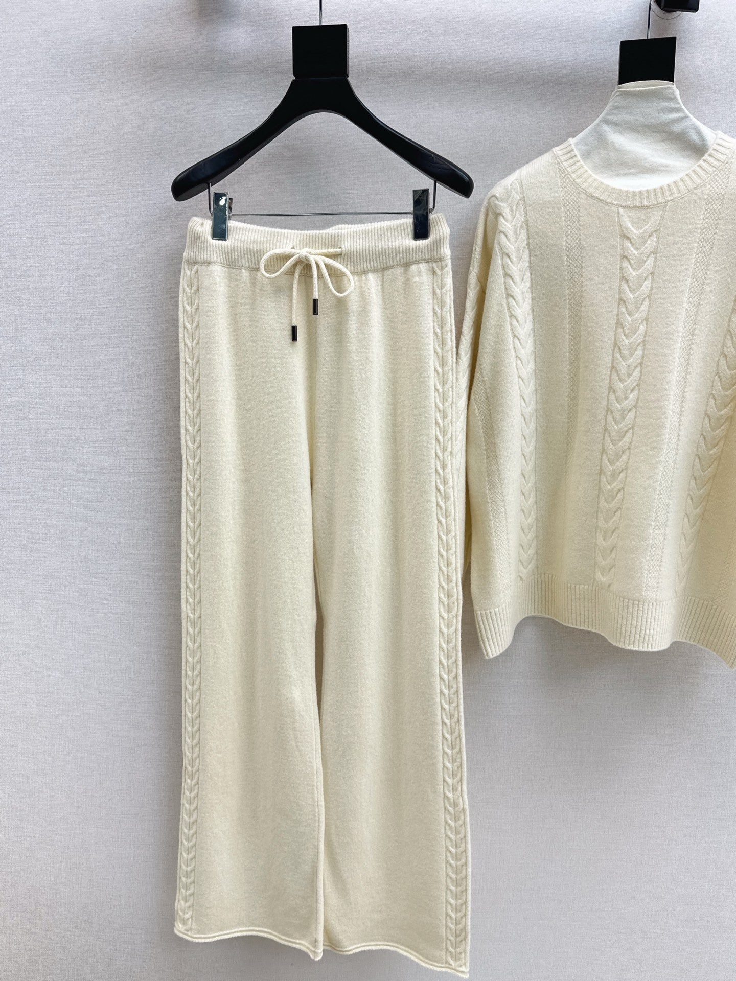 26SS wool pullover sweater+wide-leg pant outfit set