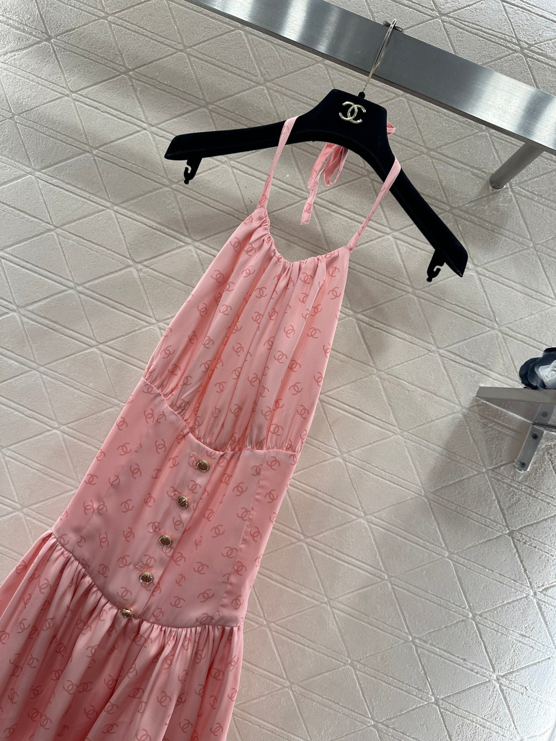 25FW print halter neck dress