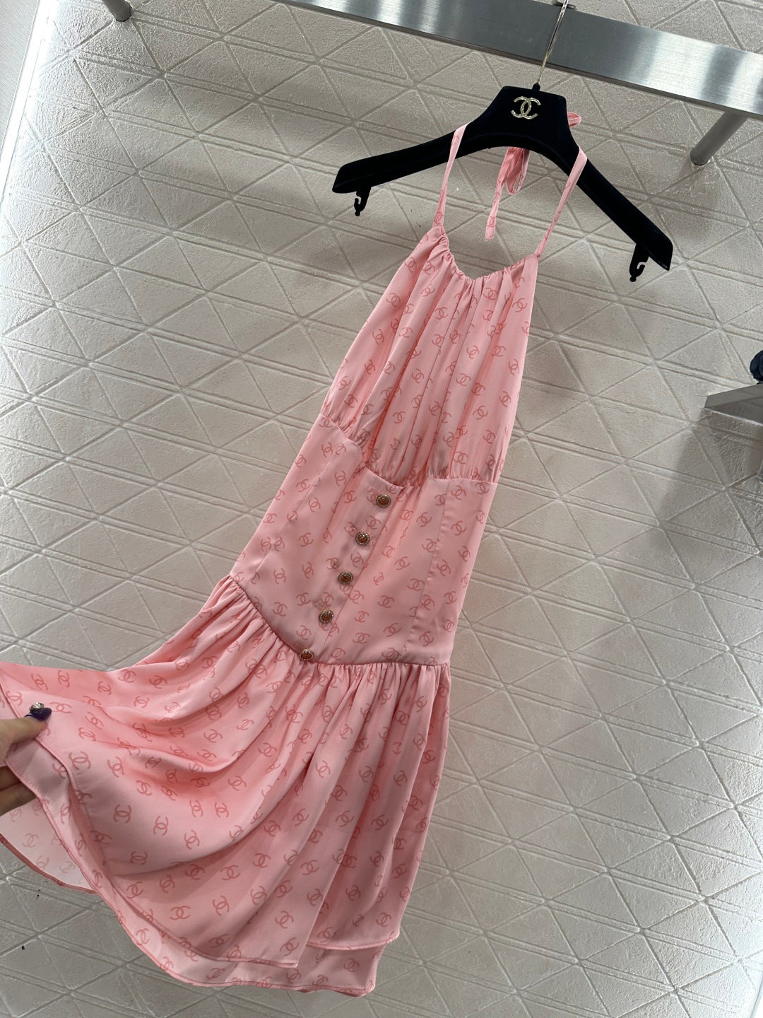 25FW print halter neck dress