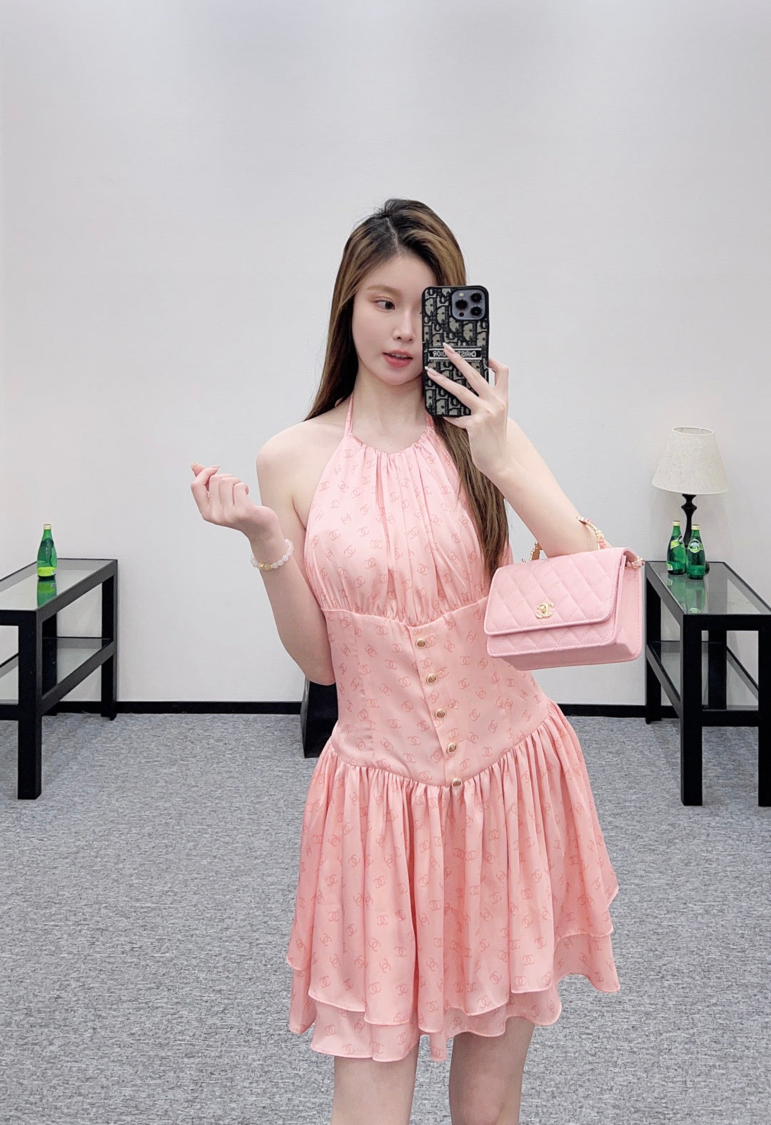 25FW print halter neck dress