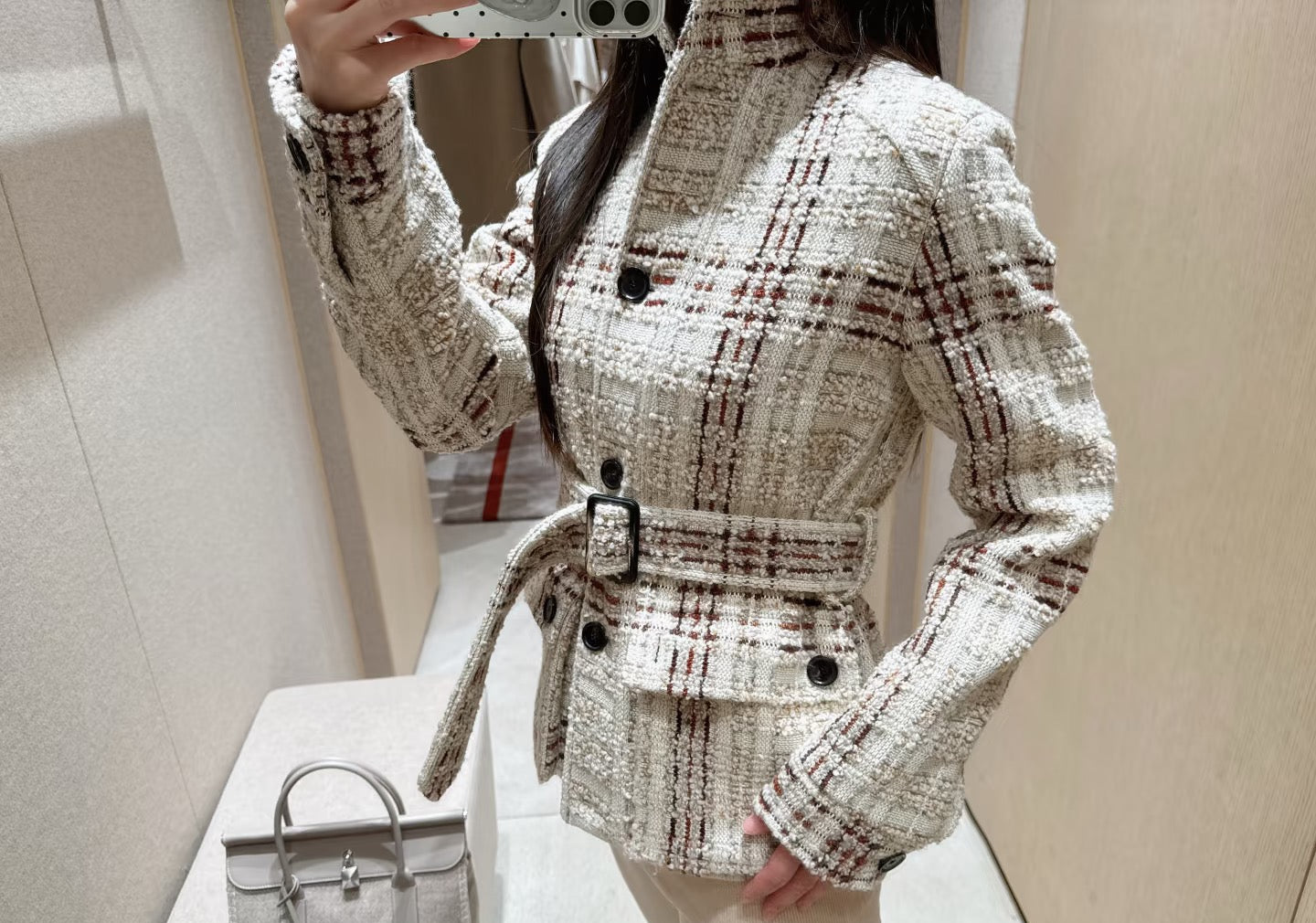 25FW check tweed jacket