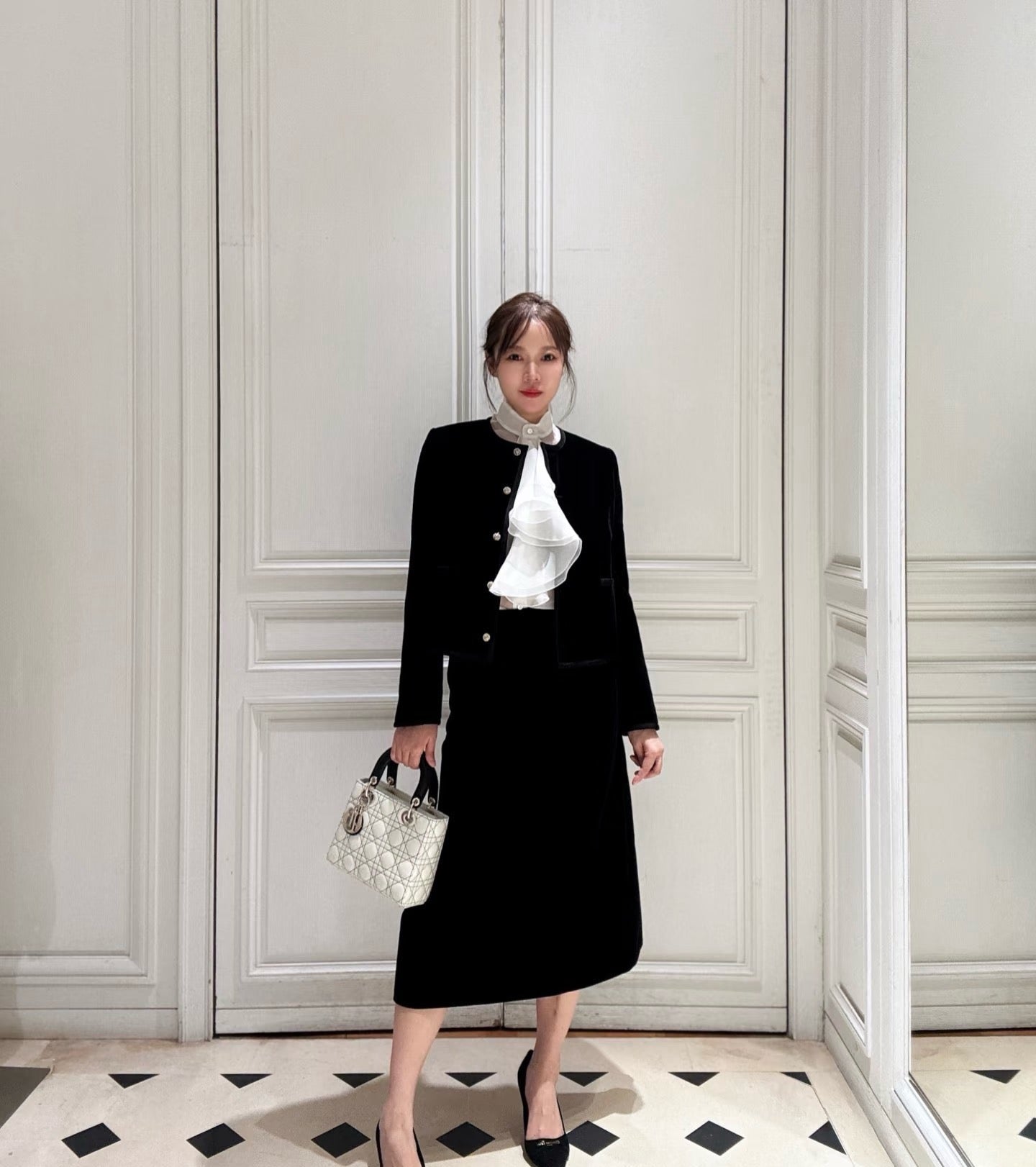26SS NEW velvet jacket+skirts outfit sets