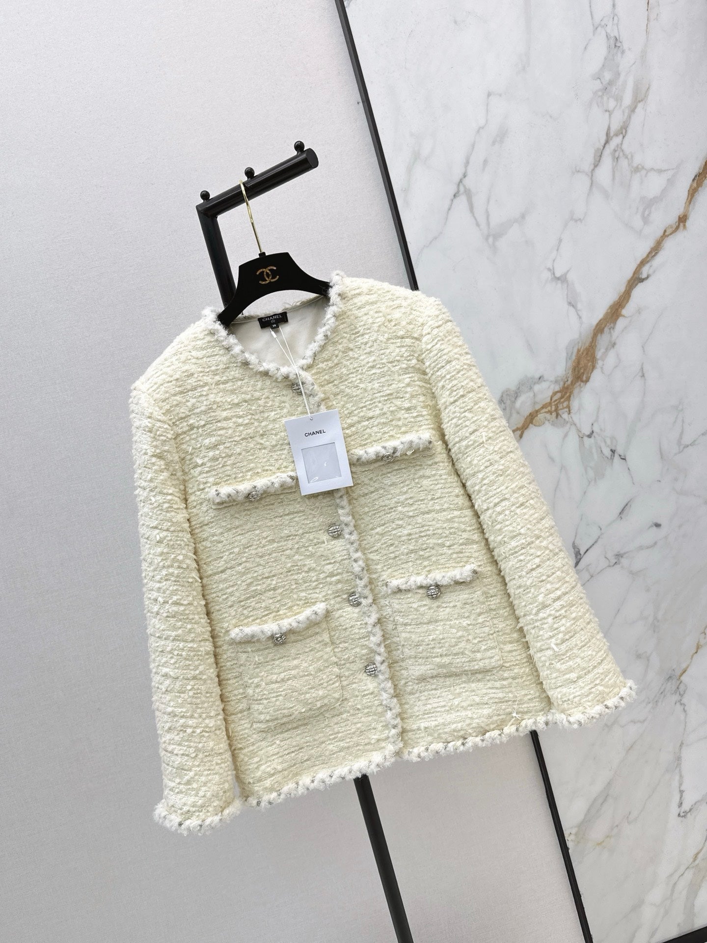 26SS NEUE gewebte Tweed-Jacke